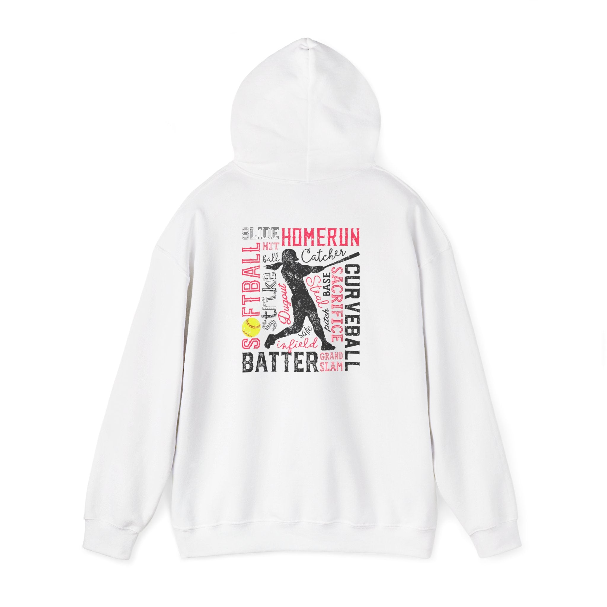 Softball Typography Hoodie - Word Collage Design | Softball Player Sweatshirt