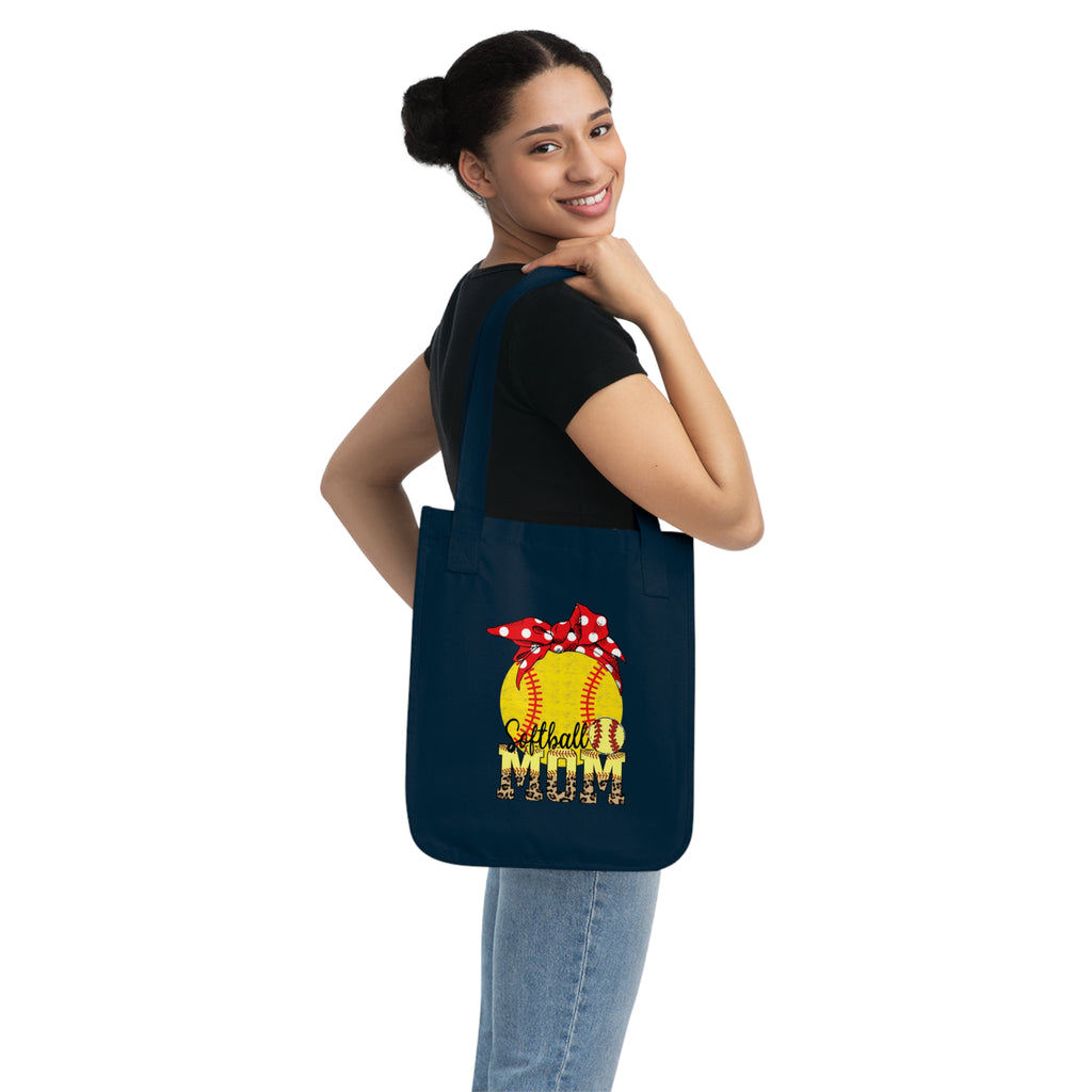 Softball Mom Tote Bag - Bandana Polka Dot Design | Organic Cotton Softball Bag