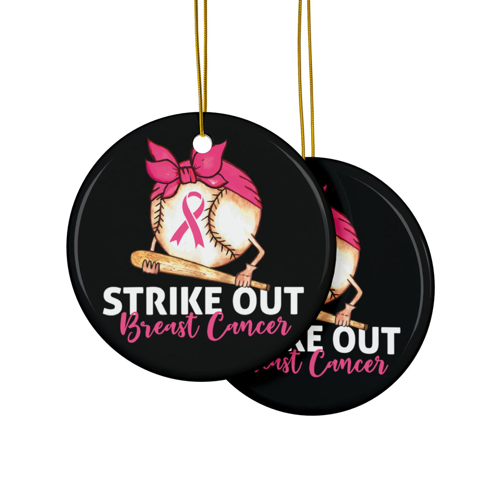 Strike Out Breast Cancer Ornament - Pink Ribbon Keepsake | Proceeds Support NBCF