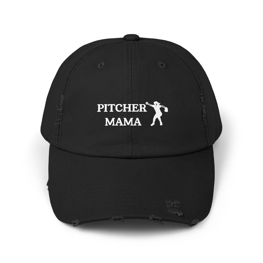 Unisex Distressed Baseball Cap- "PITCHER MAMA" - Perfect Gift for Softball Moms