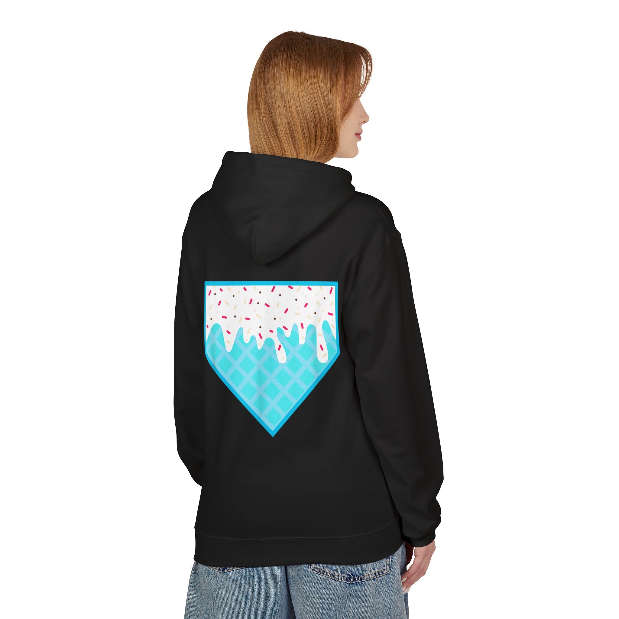 Custom Name & Number Baseball/Softball Hoodie - Ice Cream Drip Design | Personalized Sports Apparel