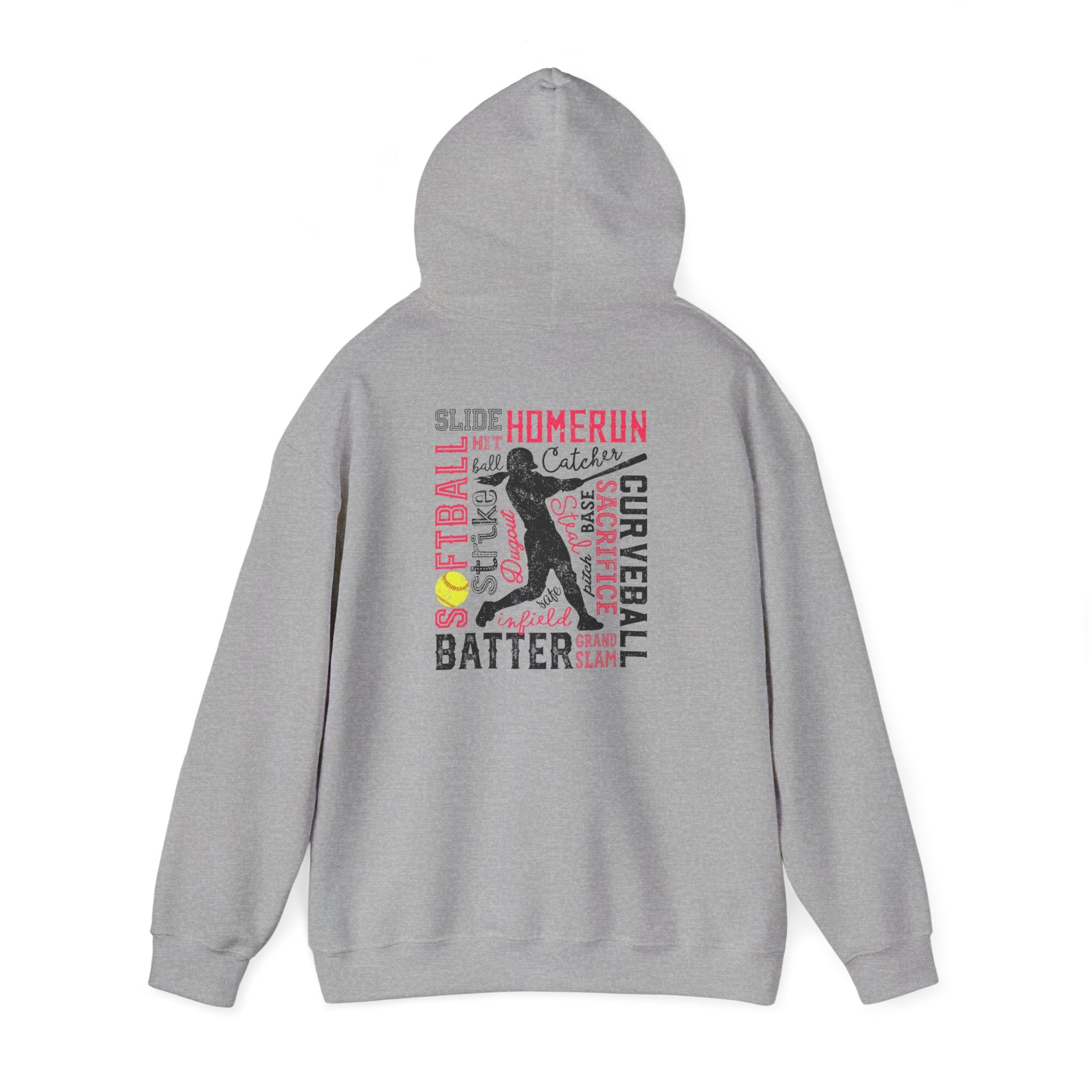 Softball Typography Hoodie - Word Collage Design | Softball Player Sweatshirt