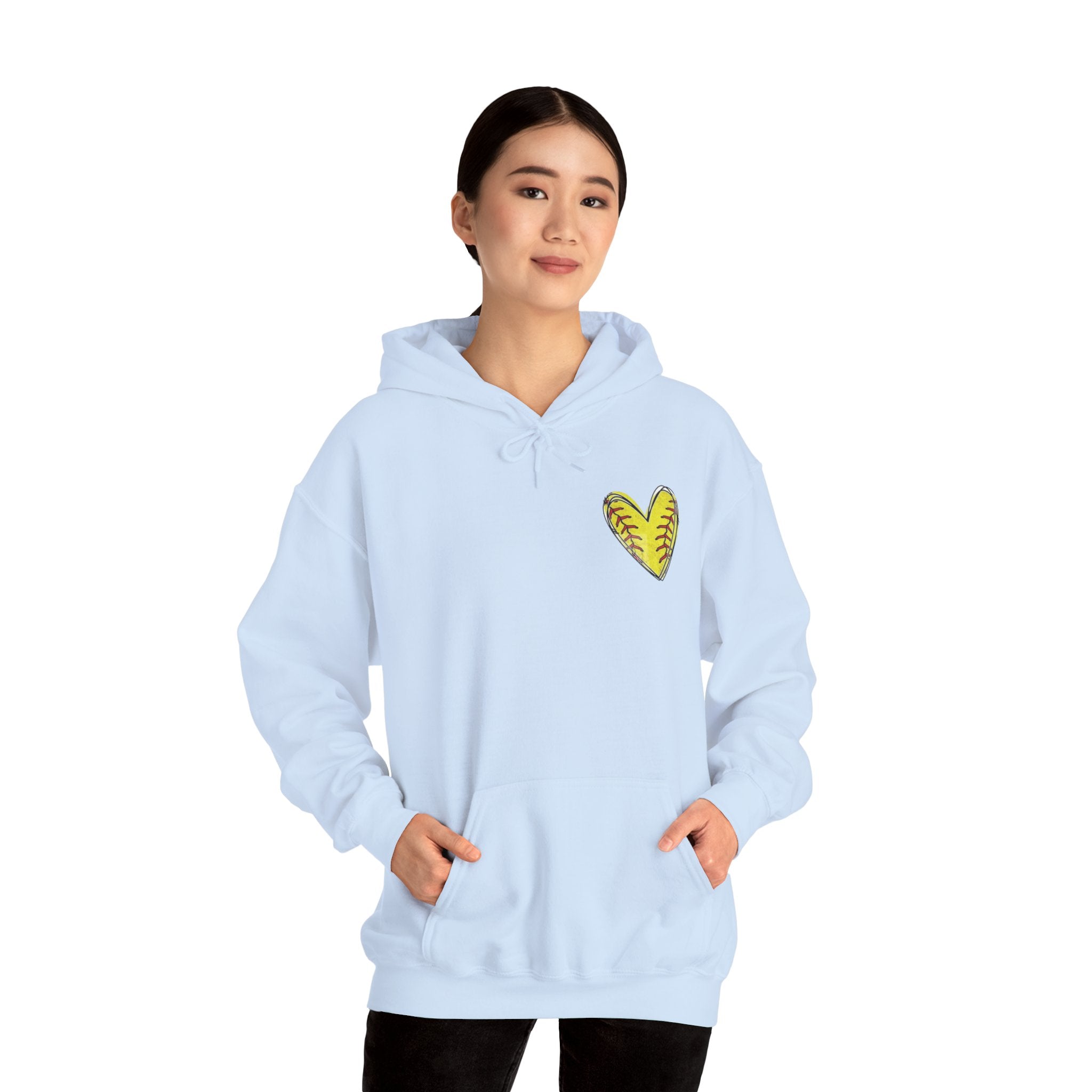 Softball Mom Hoodie - Bandana Heart Design | Rosy Pink Softball Sweatshirt