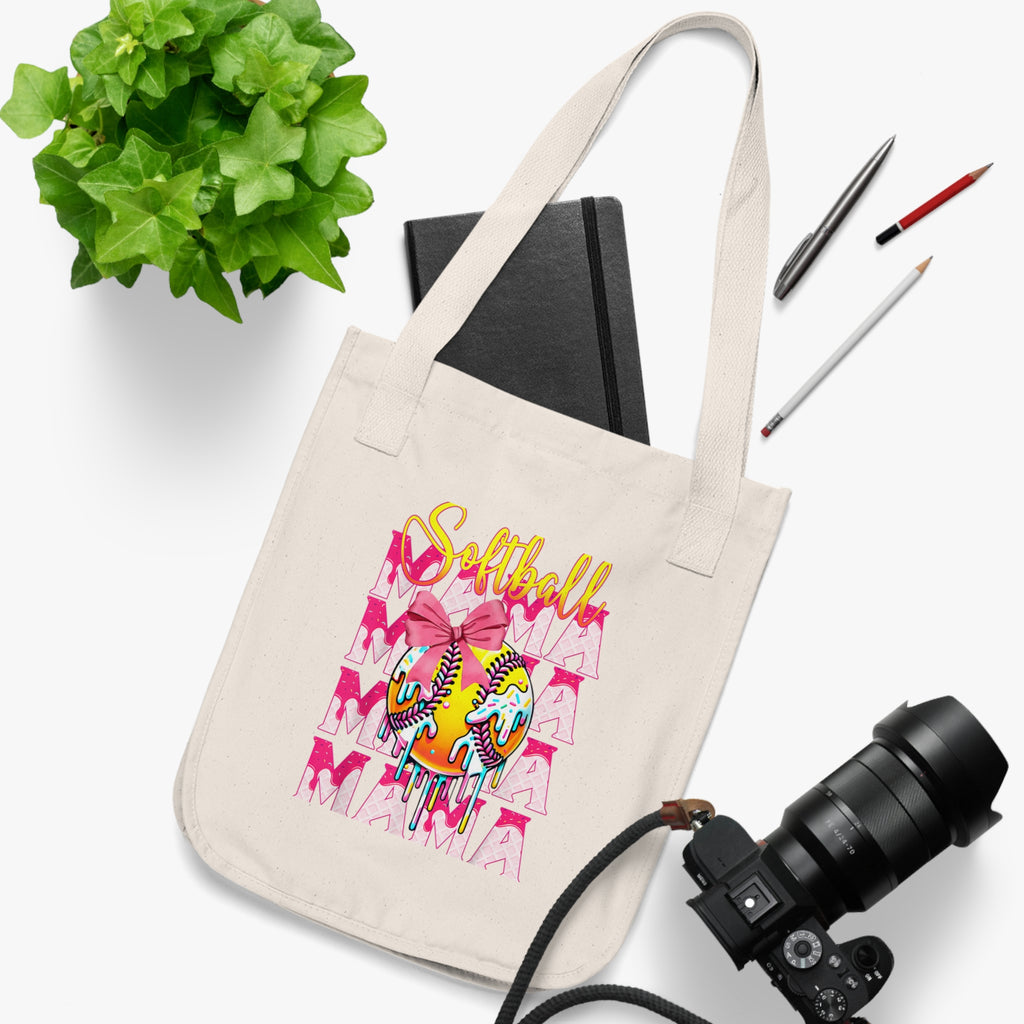 Softball Mom Organic Canvas Tote Bag - Eco-Friendly Sports Bag