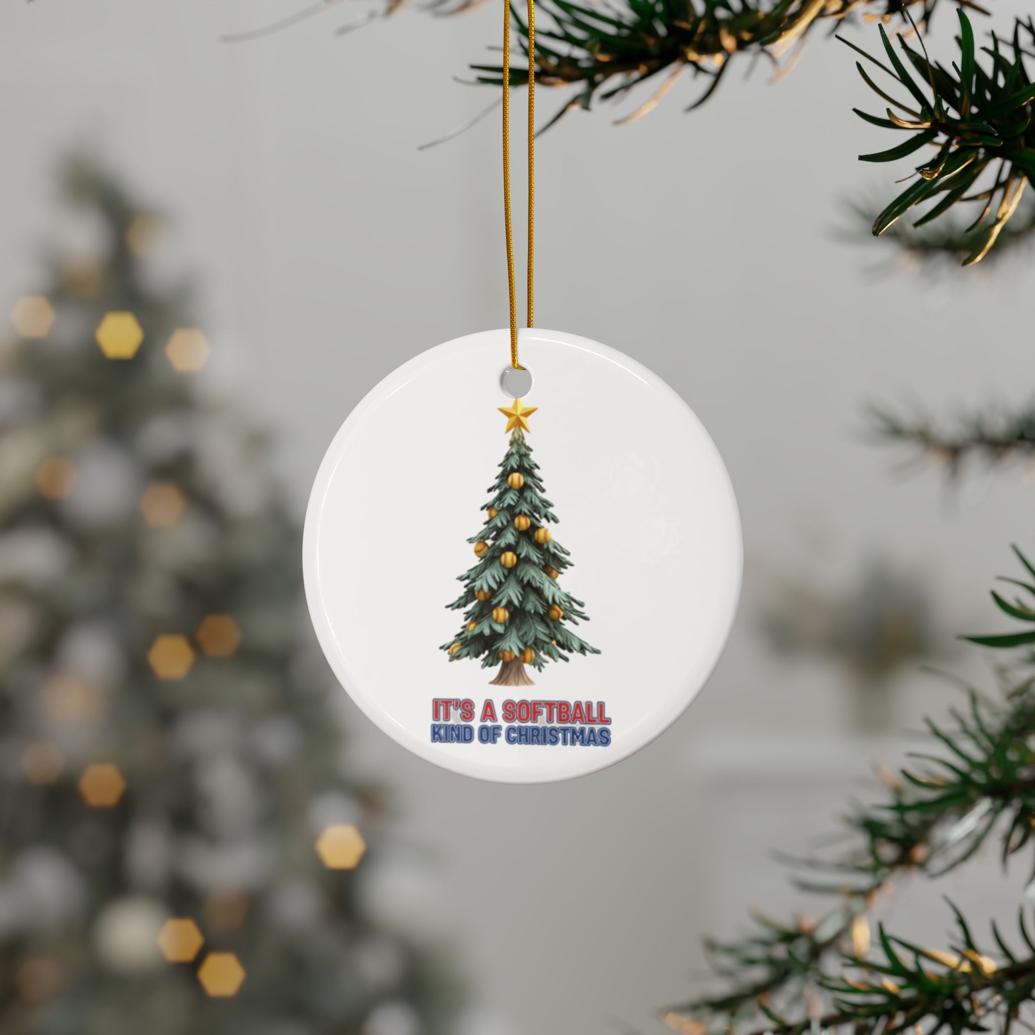 Softball Ceramic Ornament - Holiday Tree Decoration Gift