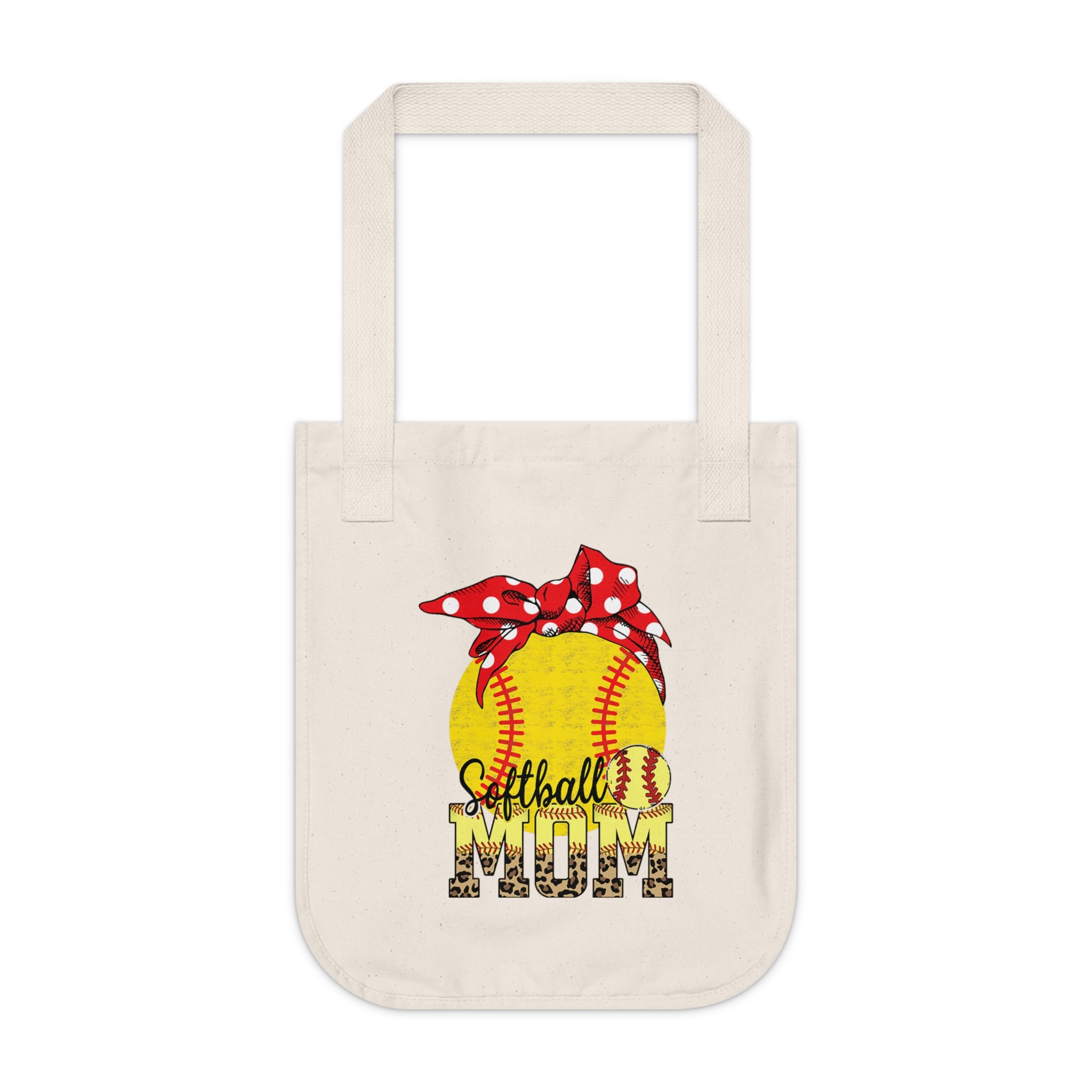 Softball Mom Tote Bag - Bandana Polka Dot Design | Organic Cotton Softball Bag
