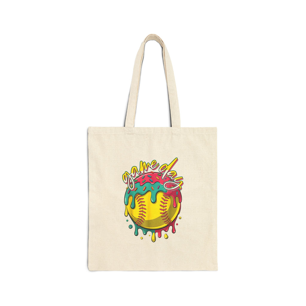 Game Day Softball Tote Bag - Cotton Canvas Sports Bag
