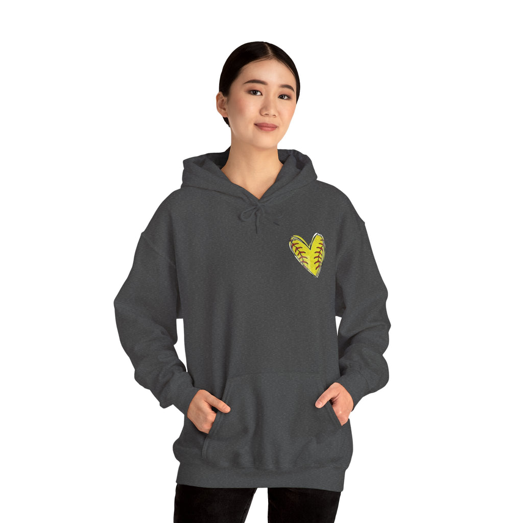 Softball Mom Hoodie - Bandana Heart Design | Rosy Pink Softball Sweatshirt