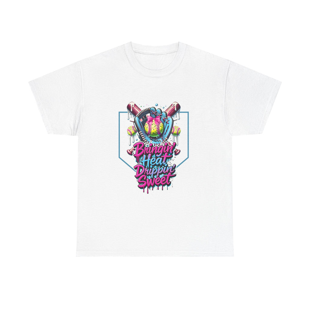 Bringin' Heat Drippin' Sweet Softball Tee - Colorful Drip Style Graphic Shirt