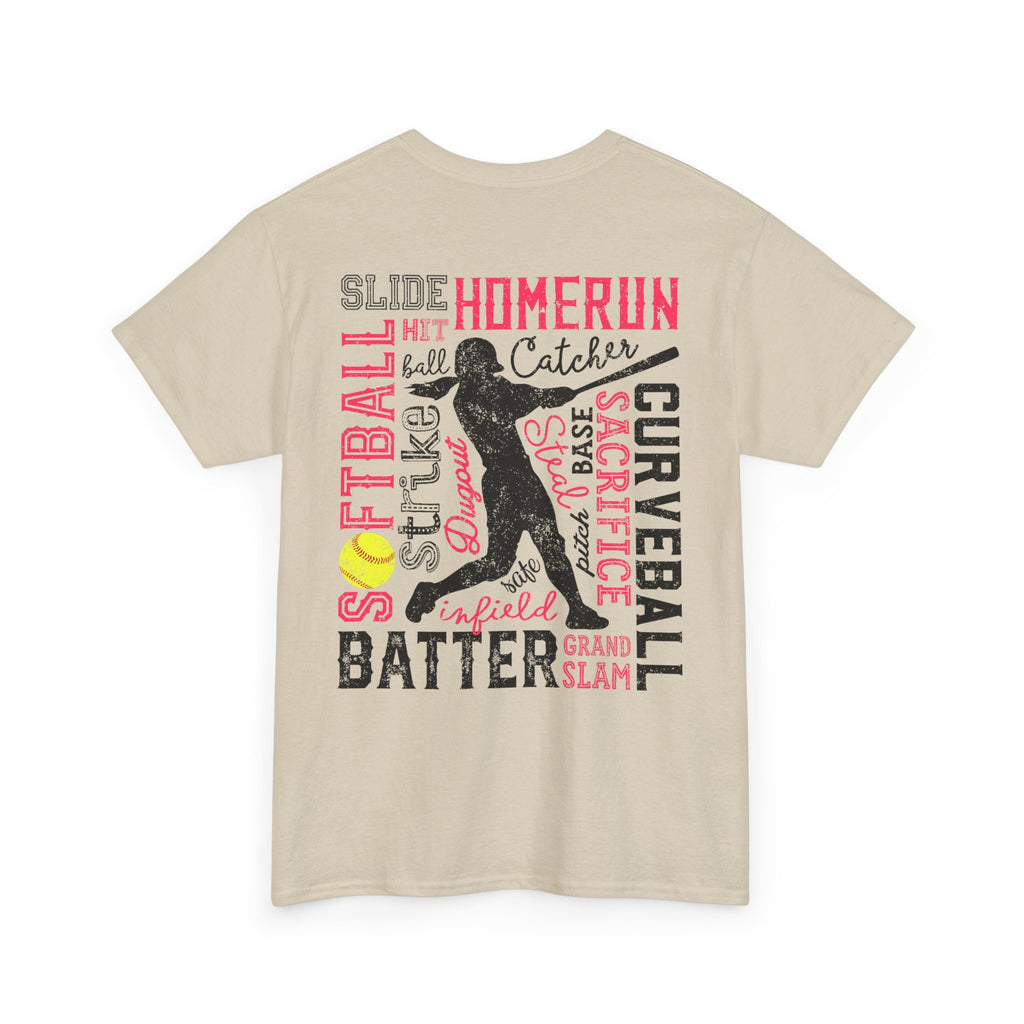 Softball Typography Tee - Word Collage Design | Softball Player Shirt