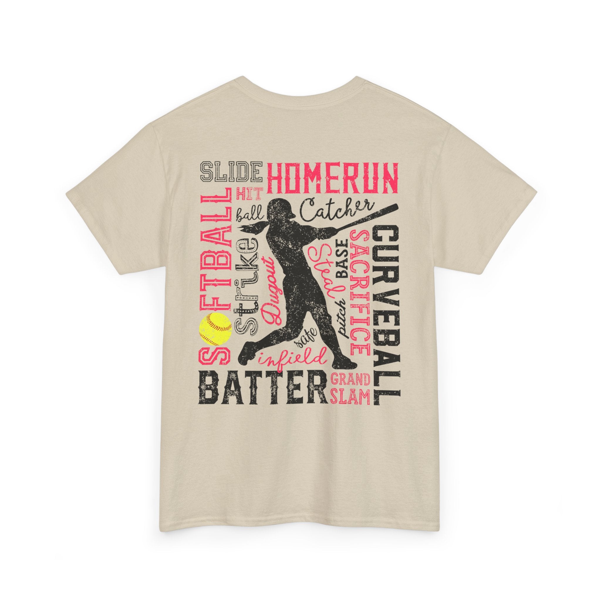 Softball Typography Tee - Word Collage Design | Softball Player Shirt