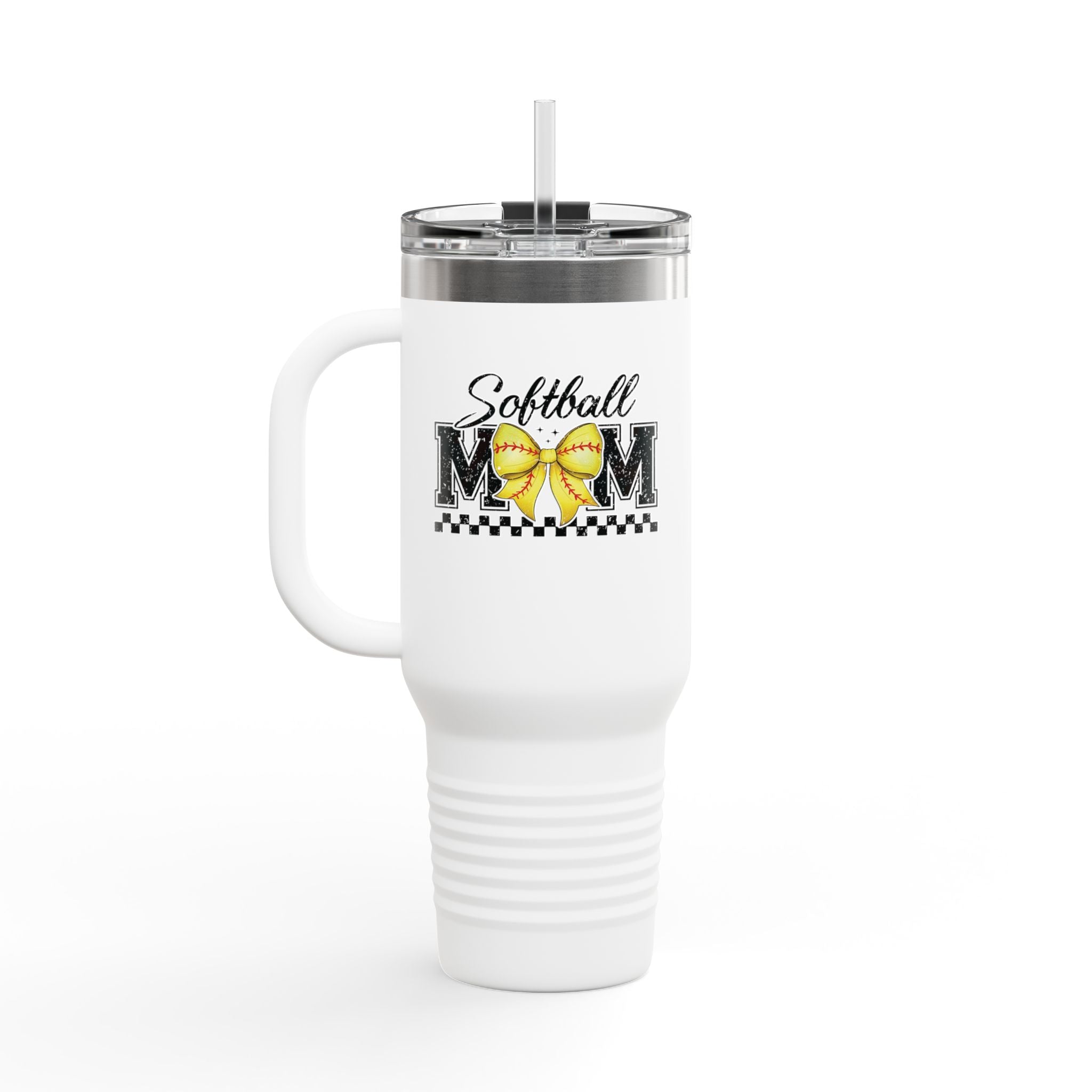 40oz Insulated Travel Mug - Softball Mom Tumbler with Straw | Field of Dreams