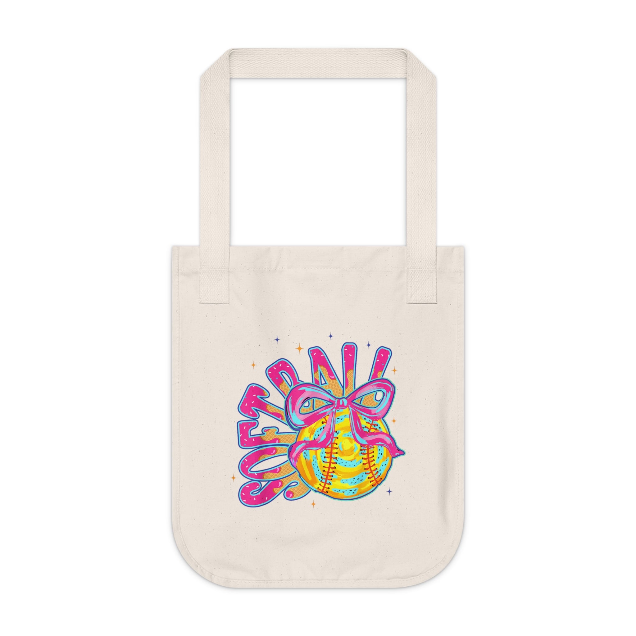 Softball Graphic Organic Canvas Tote Bag - Eco-Friendly Sports Bag