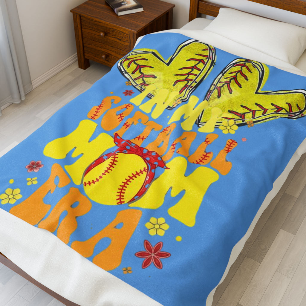 In My Softball Mom Era Blanket - Velveteen Plush Throw | Softball Mom Gift