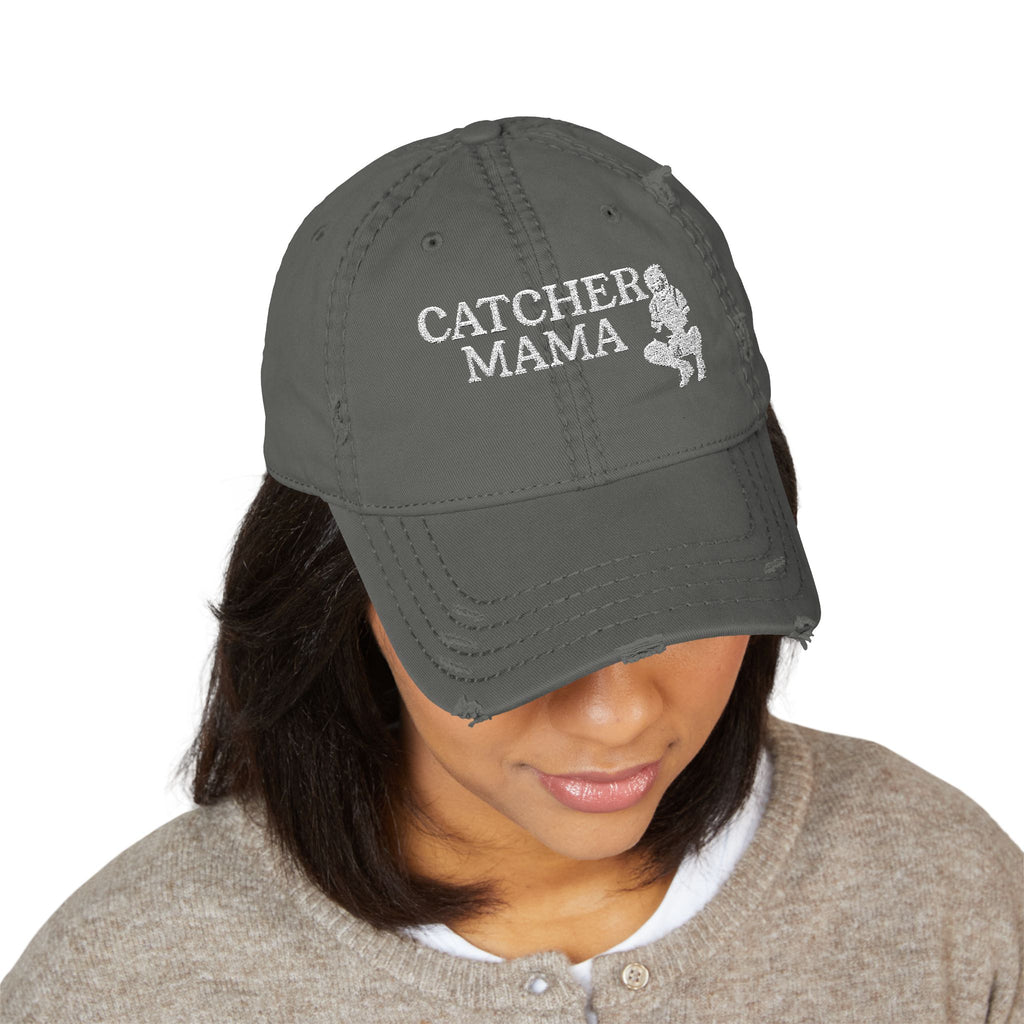 Distressed Dad Hat - Catcher Mama Embroidery, Casual Hat, Gift for Moms, Trendy Cap, Everyday Wear, Father's Day Gift
