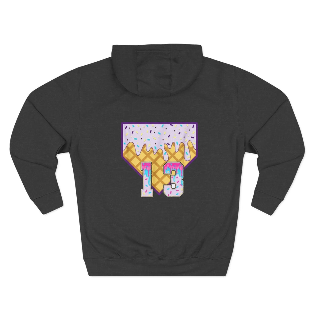 Playful Ice Cream drip numbered Fleece Hoodie - Fun Cozy Gift | Field of Dreams Sports / add your players number