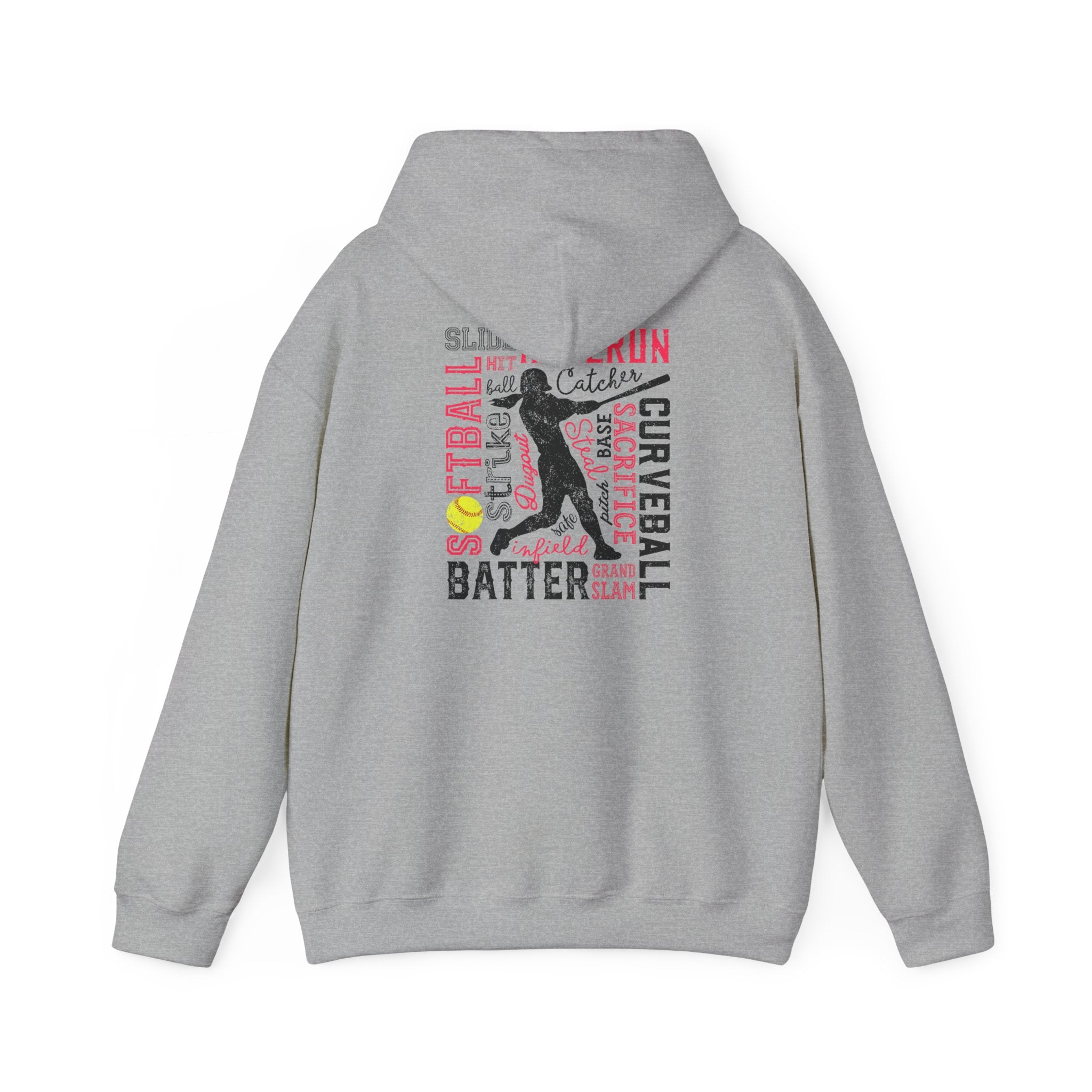 Softball Typography Hoodie - Word Collage Design | Softball Player Sweatshirt