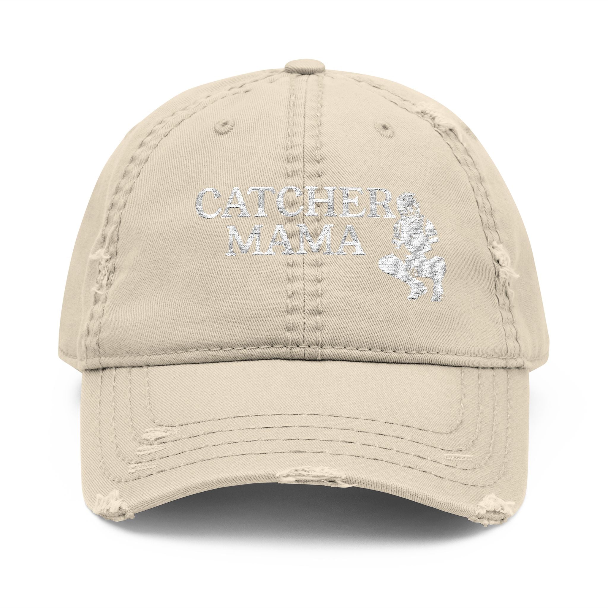 Distressed Dad Hat - Catcher Mama Embroidery, Casual Hat, Gift for Moms, Trendy Cap, Everyday Wear, Father's Day Gift