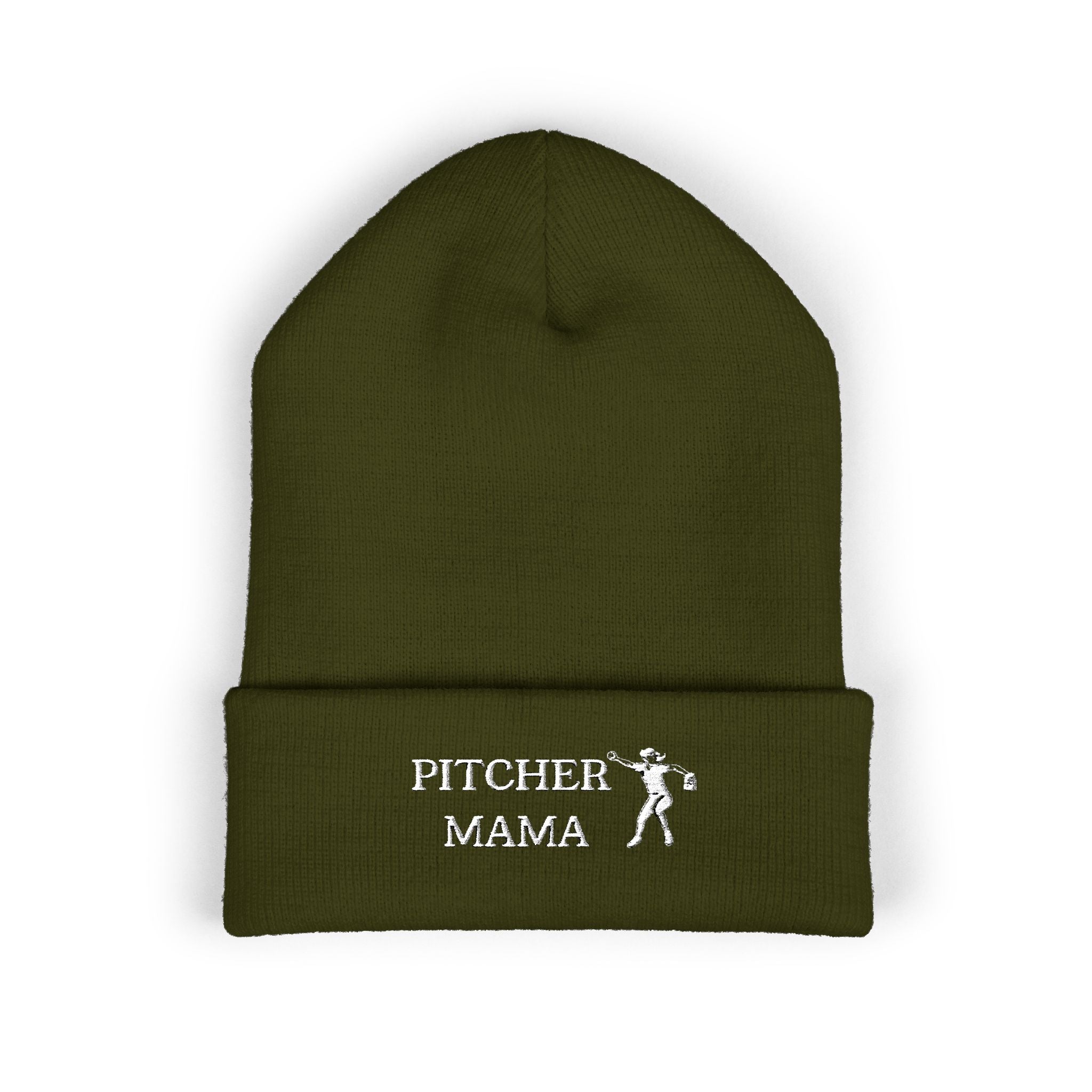Classic Cuffed Beanie - Embroidered Winter Hat "PITCHER MAMA" | Field of Dreams Sports
