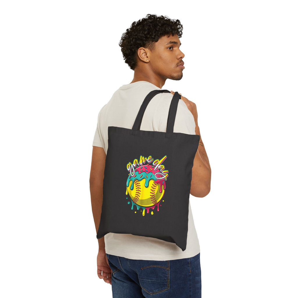 Game Day Softball Tote Bag - Cotton Canvas Sports Bag