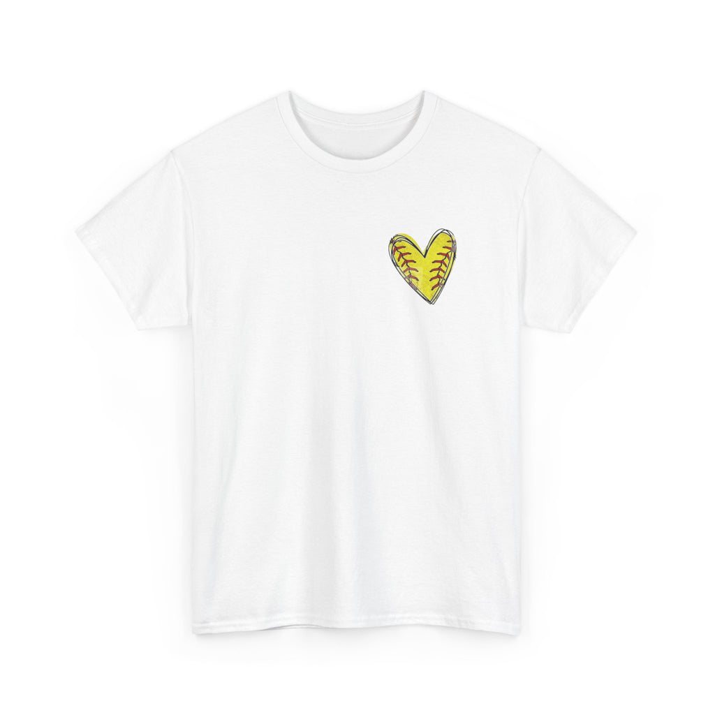Softball Mom Shirt - Yellow Heart Bandana Graphic Tee | Game Day Mom Gift