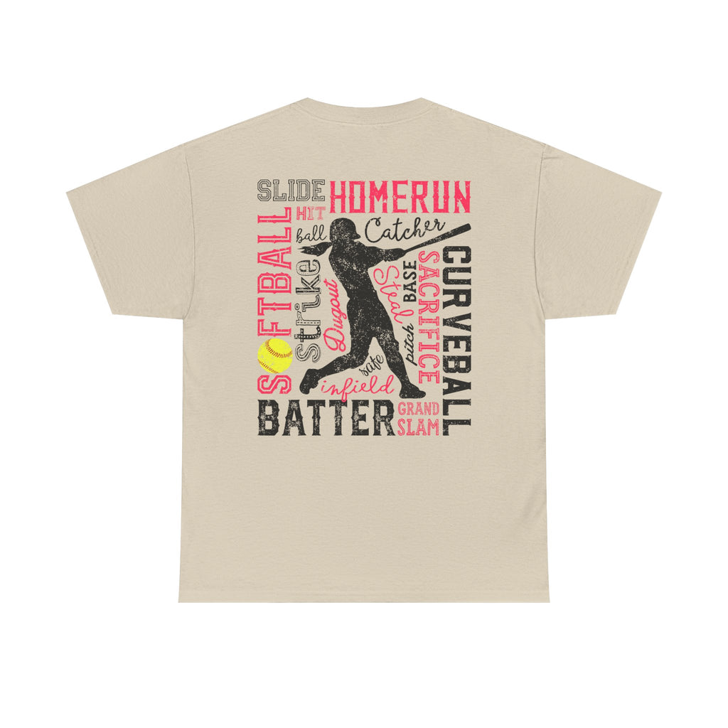 Softball Typography Tee - Word Collage Design | Softball Player Shirt
