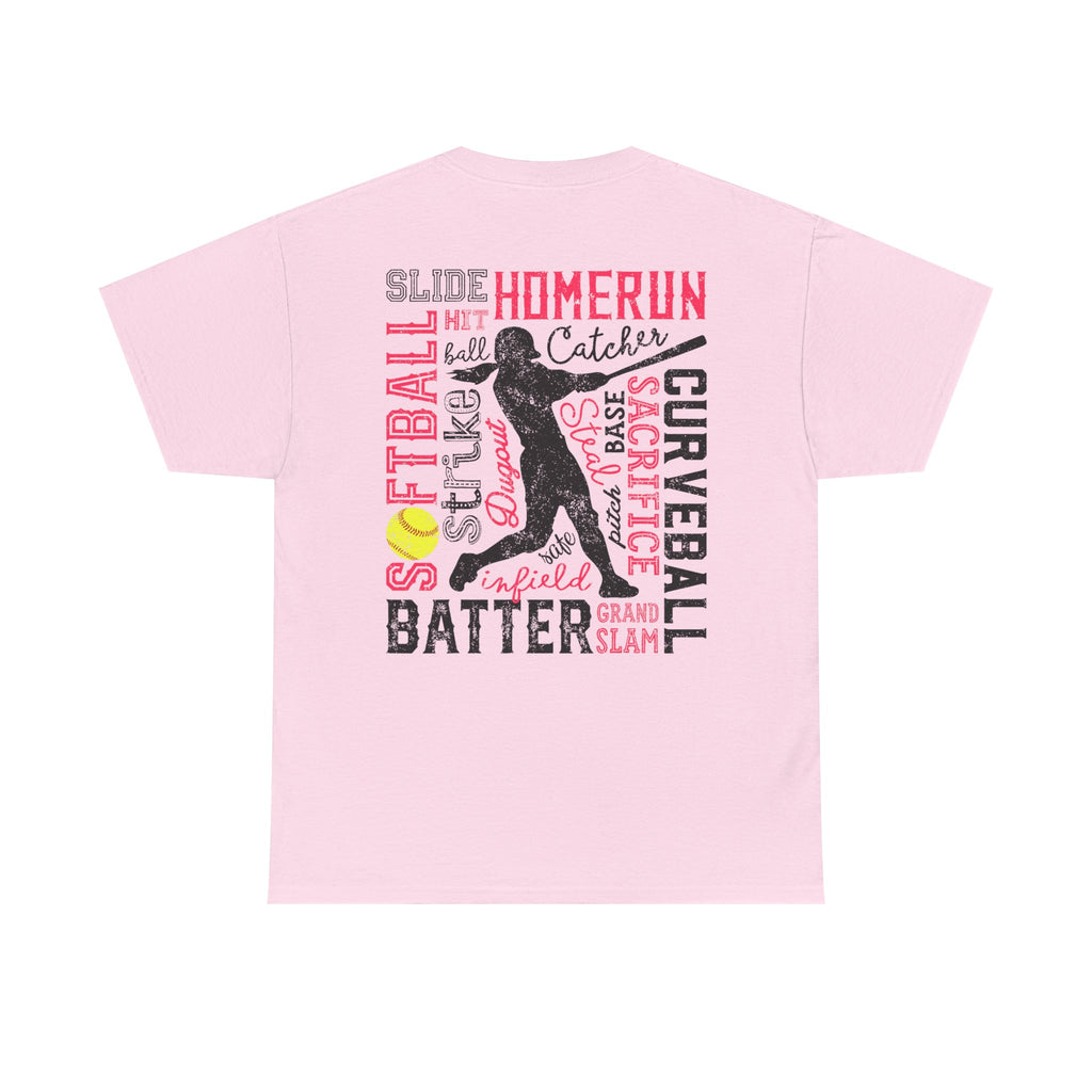 Softball Typography Tee - Word Collage Design | Softball Player Shirt