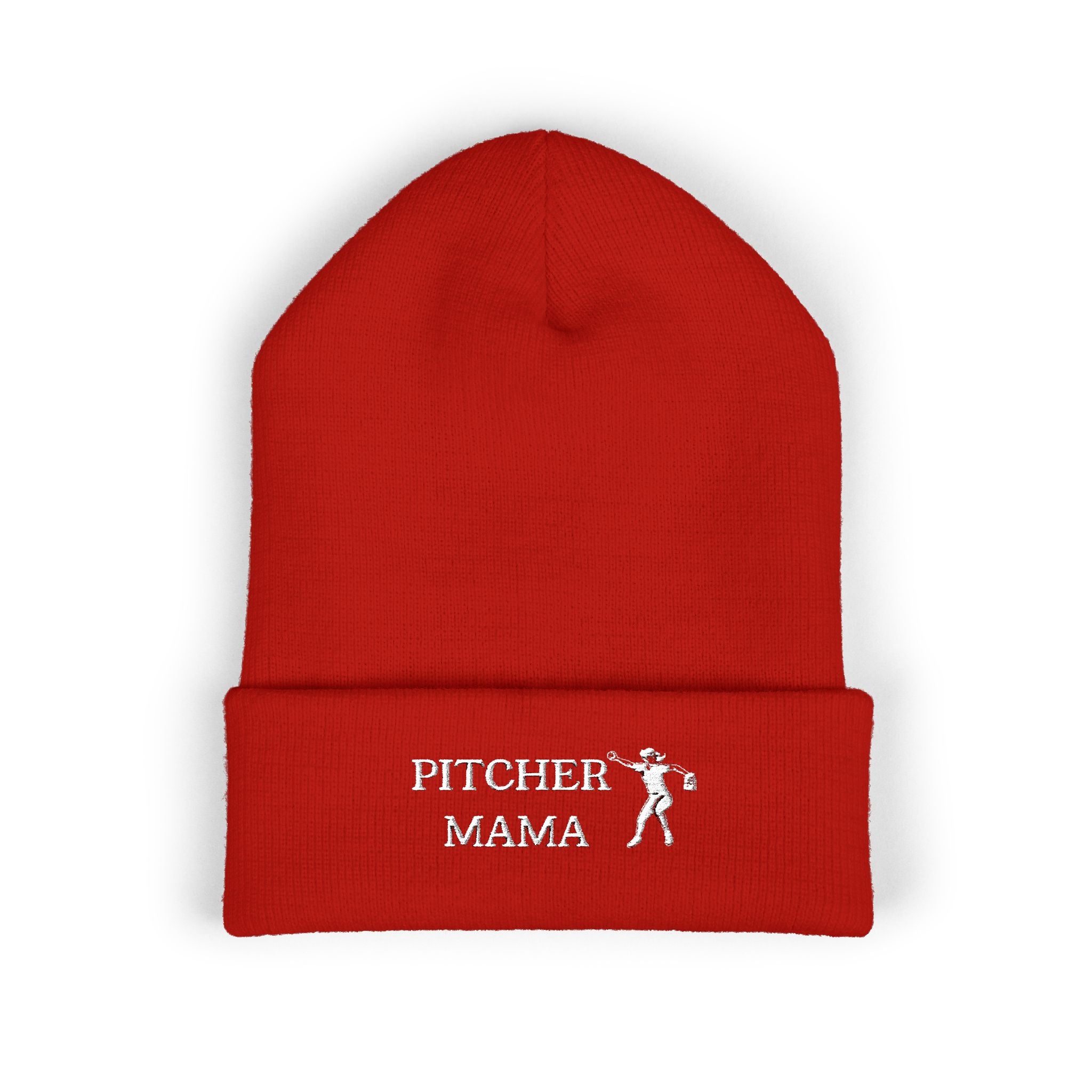 Classic Cuffed Beanie - Embroidered Winter Hat "PITCHER MAMA" | Field of Dreams Sports