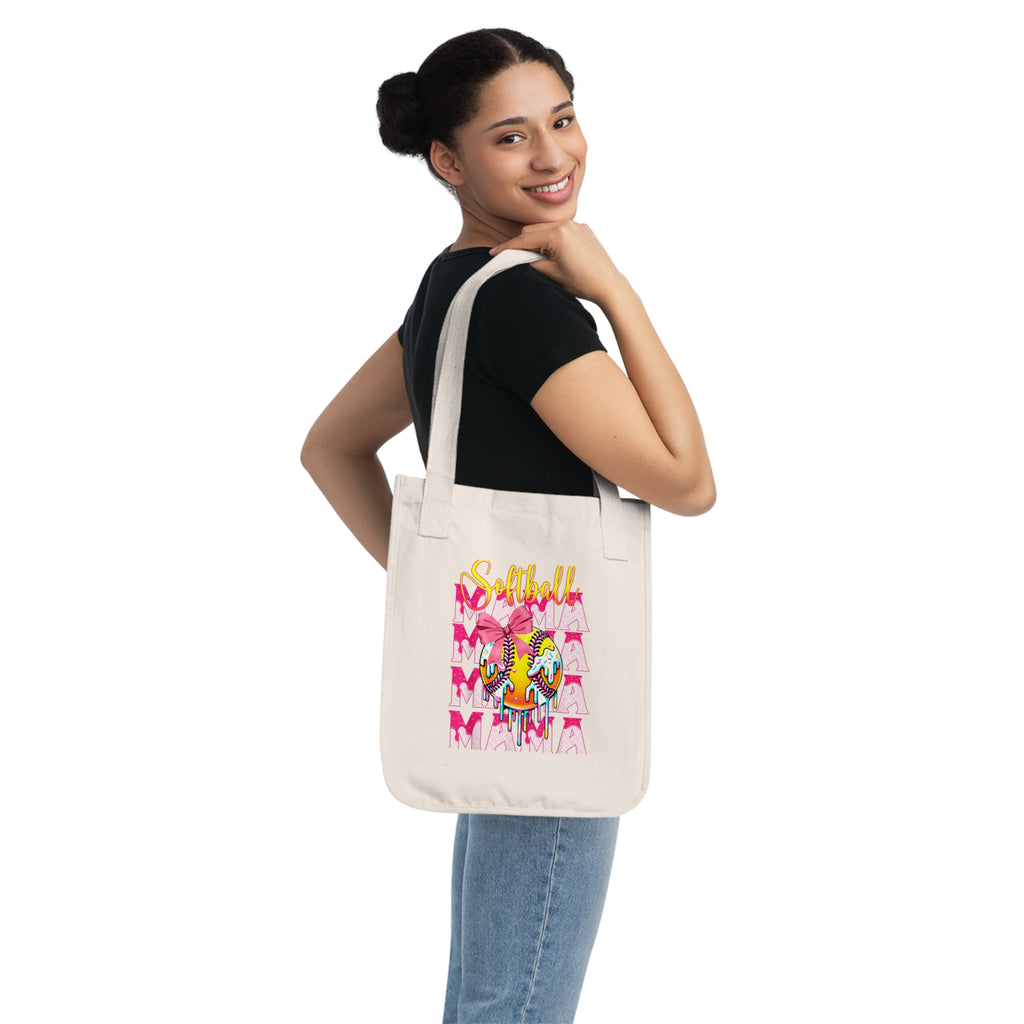 Softball Mom Organic Canvas Tote Bag - Eco-Friendly Sports Bag