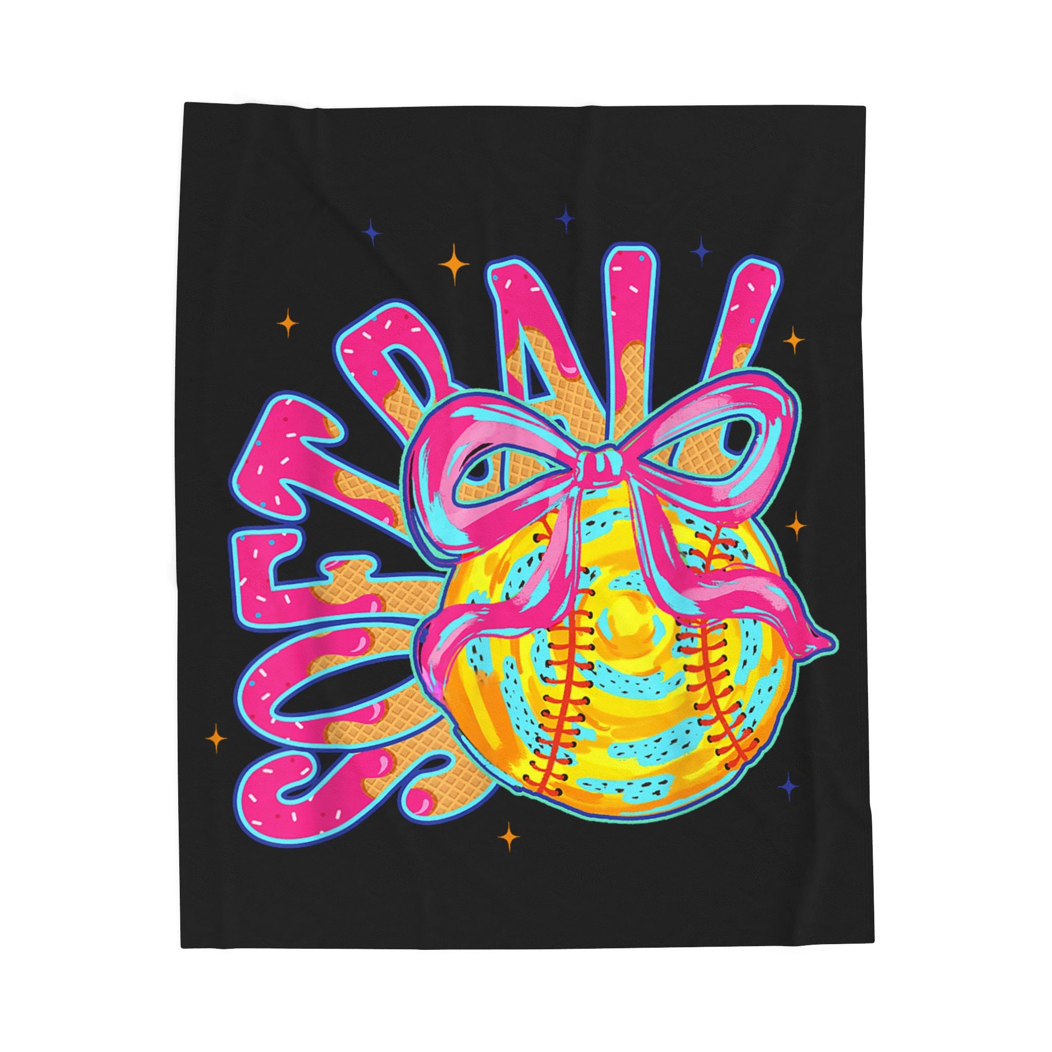 Softball Plush Blanket - Soft Velveteen Throw for Players & Fans