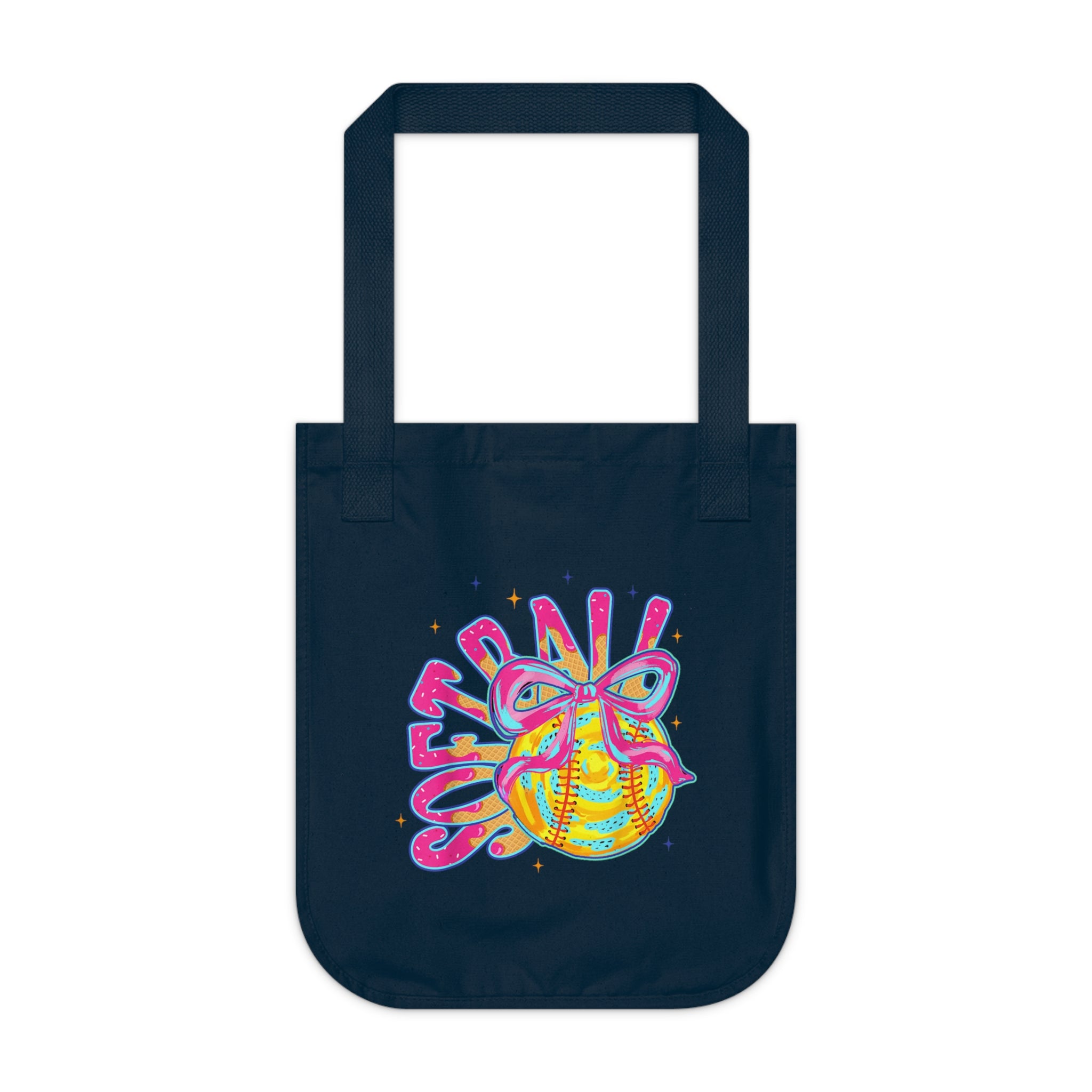 Softball Graphic Organic Canvas Tote Bag - Eco-Friendly Sports Bag