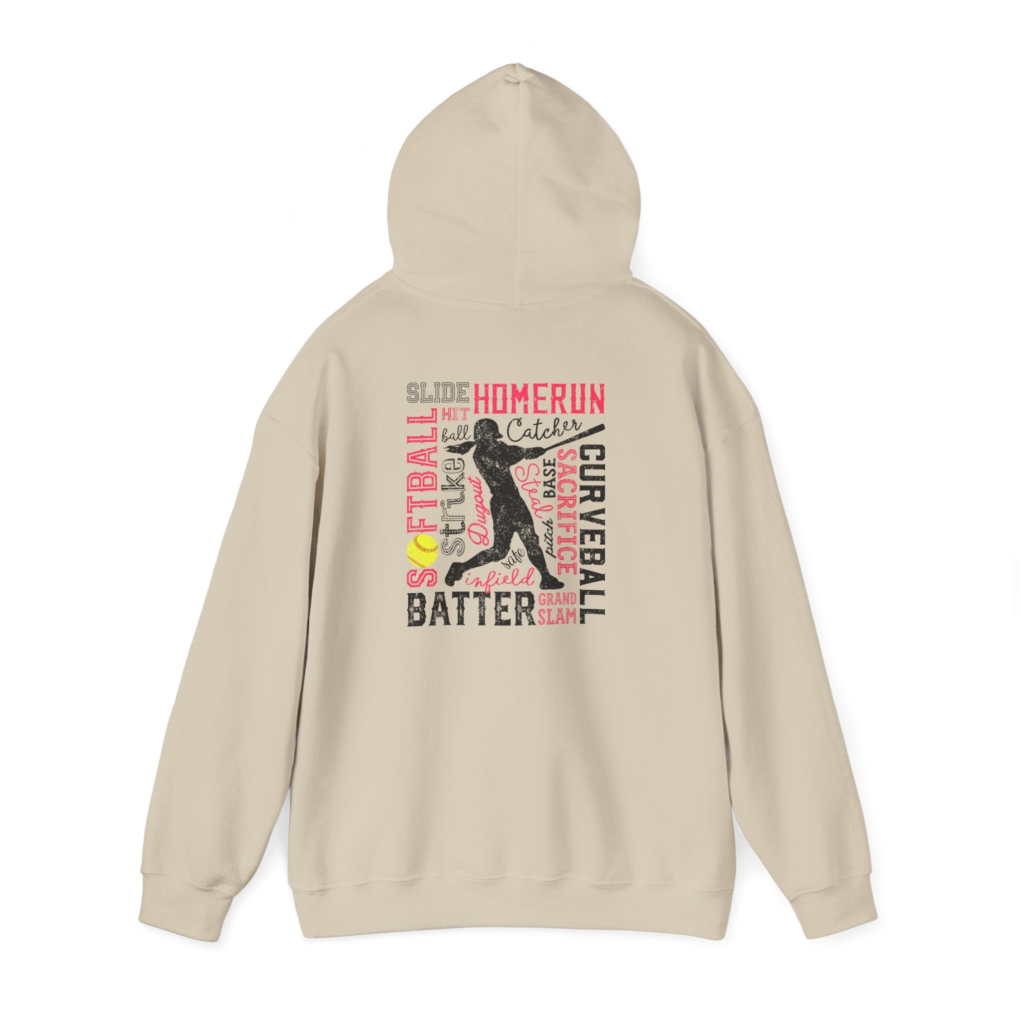 Softball Typography Hoodie - Word Collage Design | Softball Player Sweatshirt