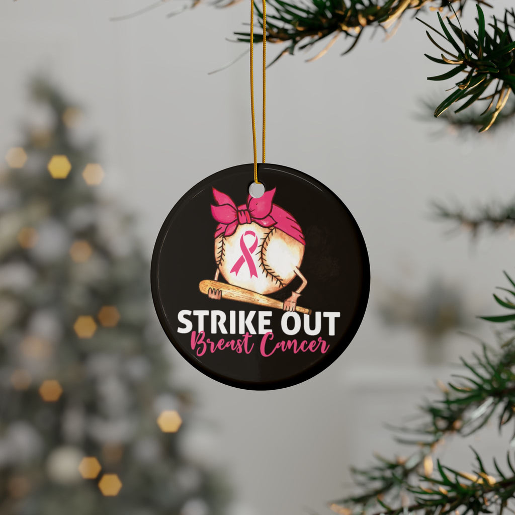 Strike Out Breast Cancer Ornament - Pink Ribbon Keepsake | Proceeds Support NBCF