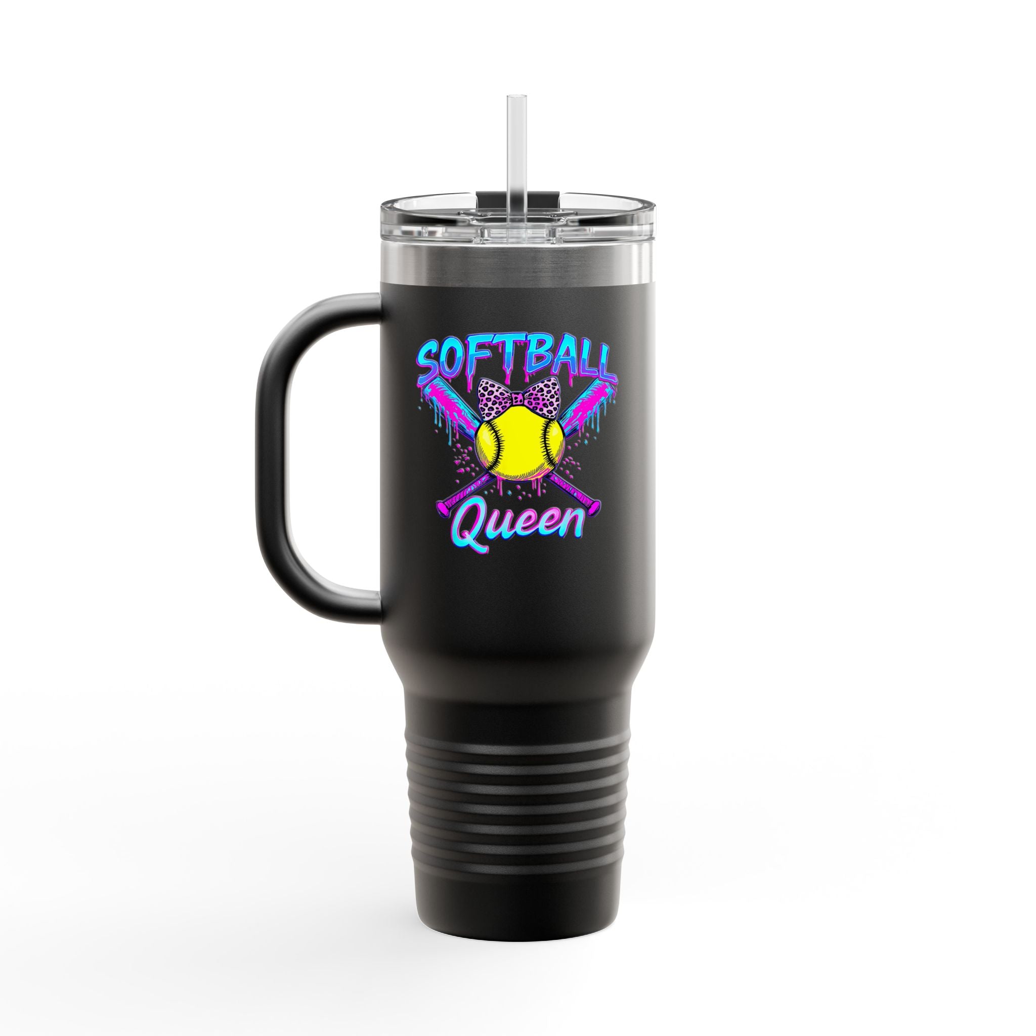 "Softball Queen 40oz Insulated Tumbler - Travel Mug for Moms & Fans"