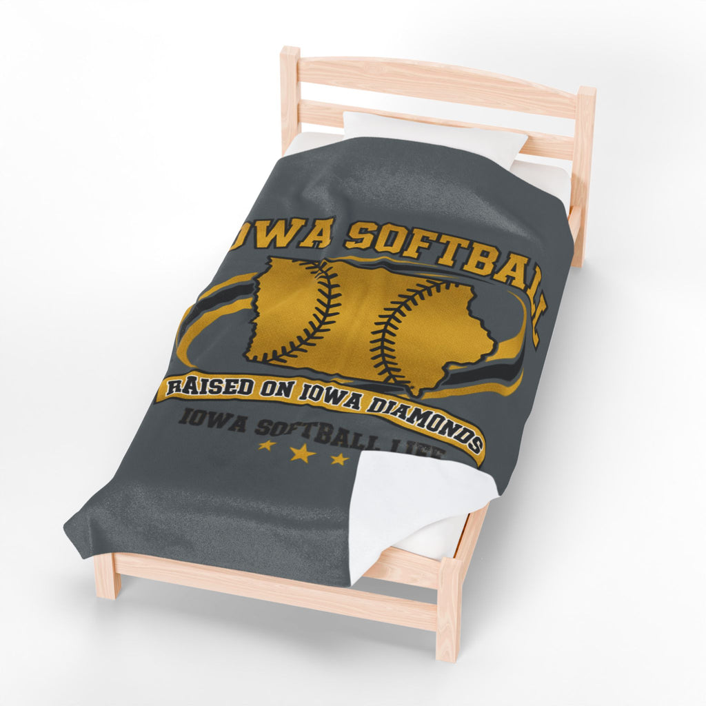 Iowa Softball Blanket - Velveteen Plush Throw | Cozy Iowa Softball Gift