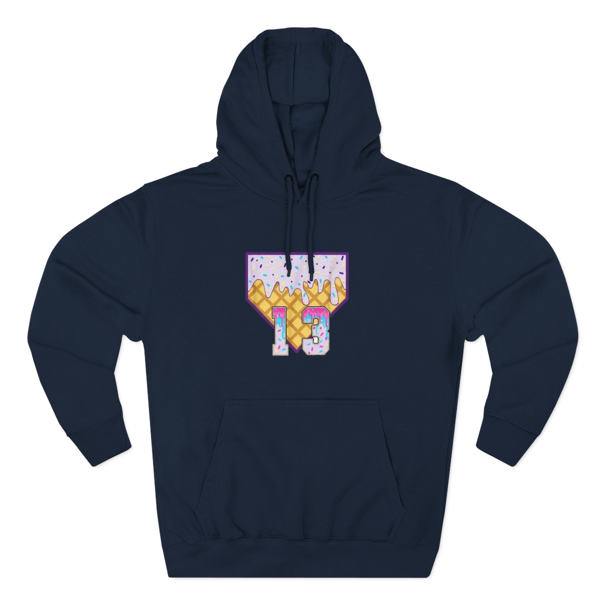 Playful Ice Cream drip numbered Fleece Hoodie - Fun Cozy Gift | Field of Dreams Sports / add your players number