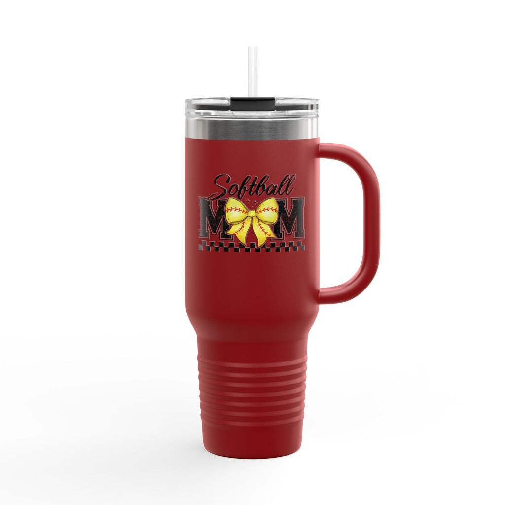40oz Insulated Travel Mug - Softball Mom Tumbler with Straw | Field of Dreams
