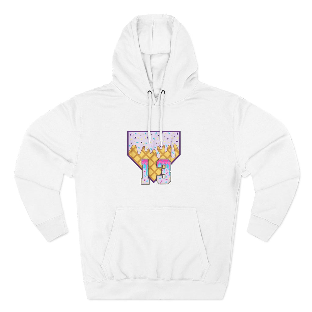 Playful Ice Cream drip numbered Fleece Hoodie - Fun Cozy Gift | Field of Dreams Sports / add your players number