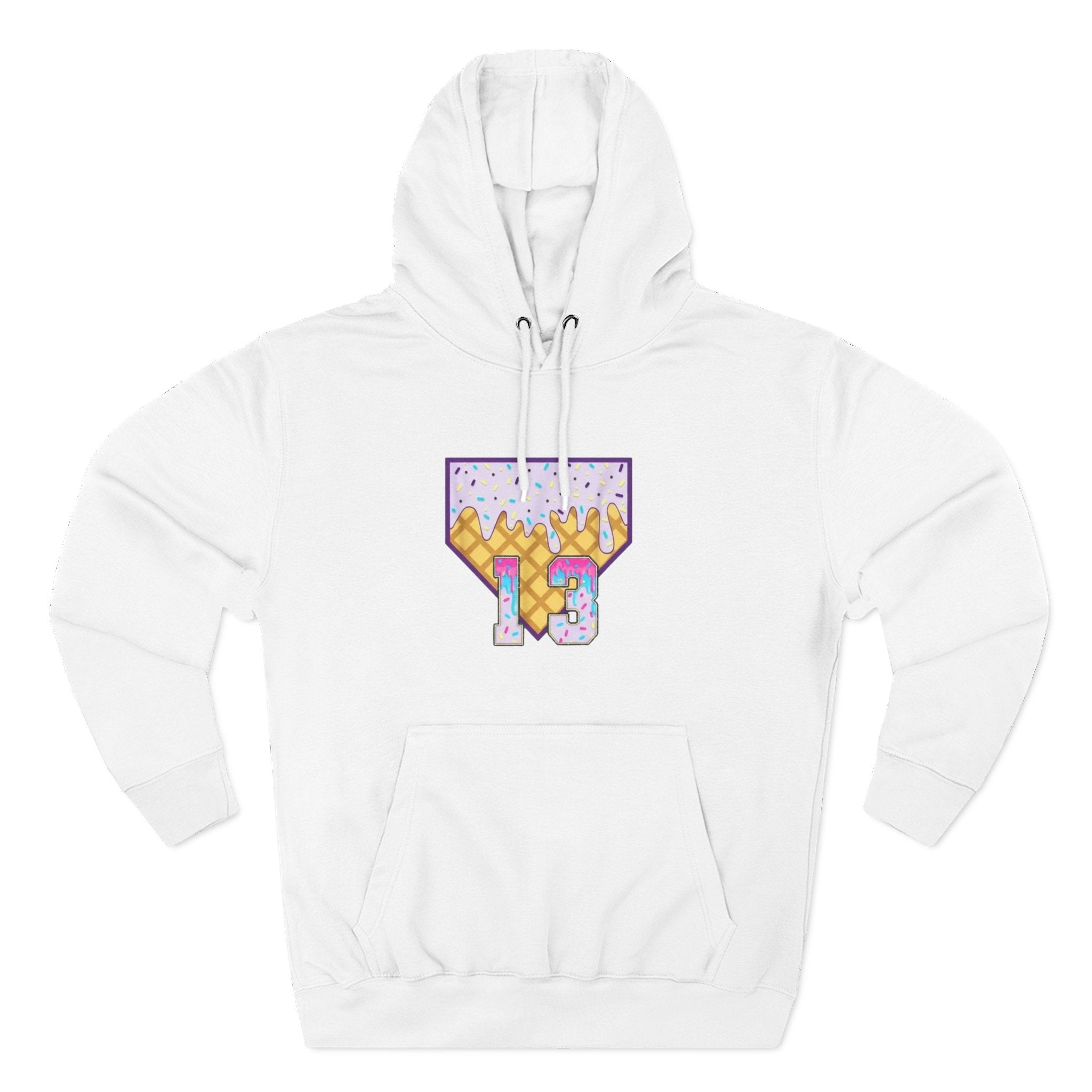 Playful Ice Cream drip numbered Fleece Hoodie - Fun Cozy Gift | Field of Dreams Sports / add your players number