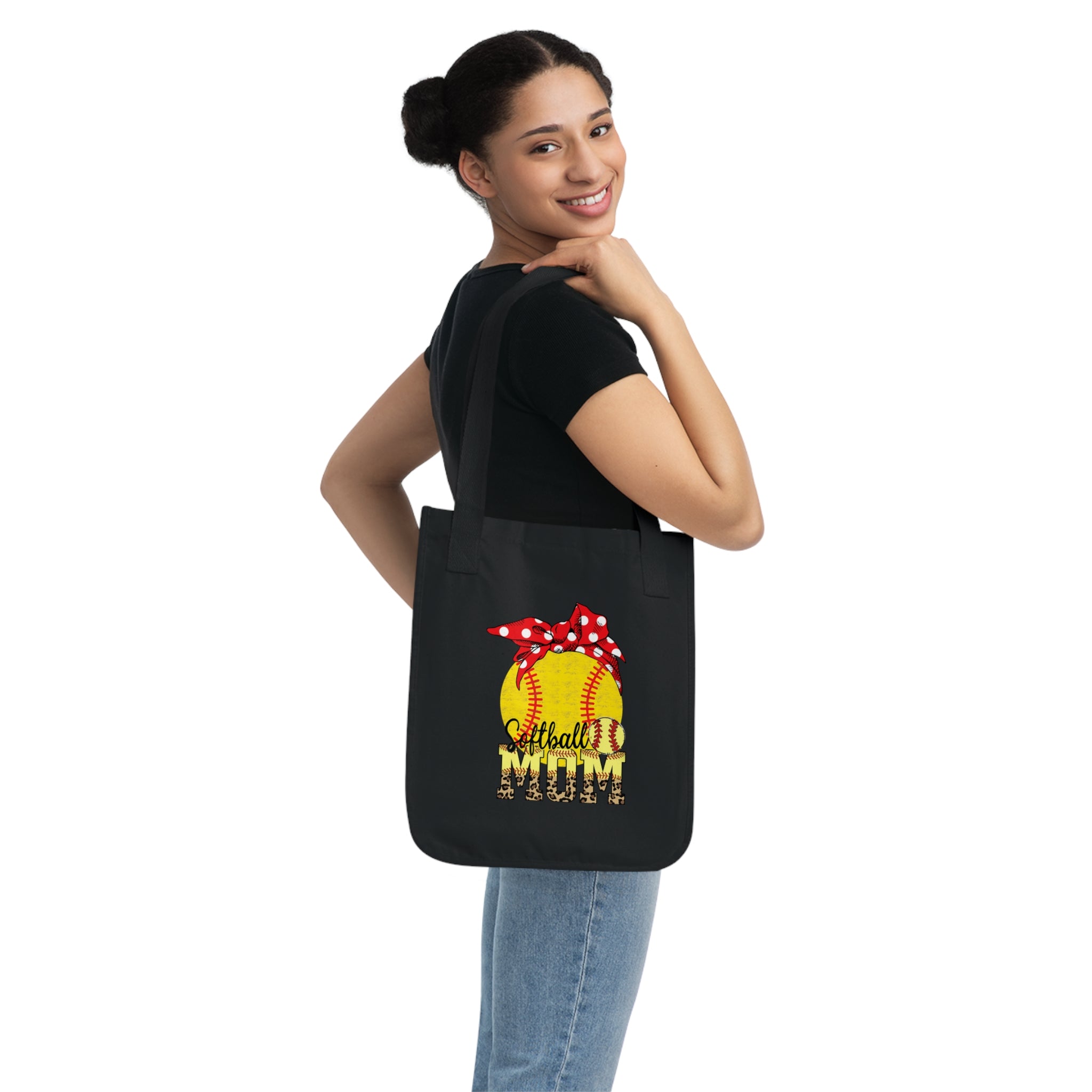 Softball Mom Tote Bag - Bandana Polka Dot Design | Organic Cotton Softball Bag