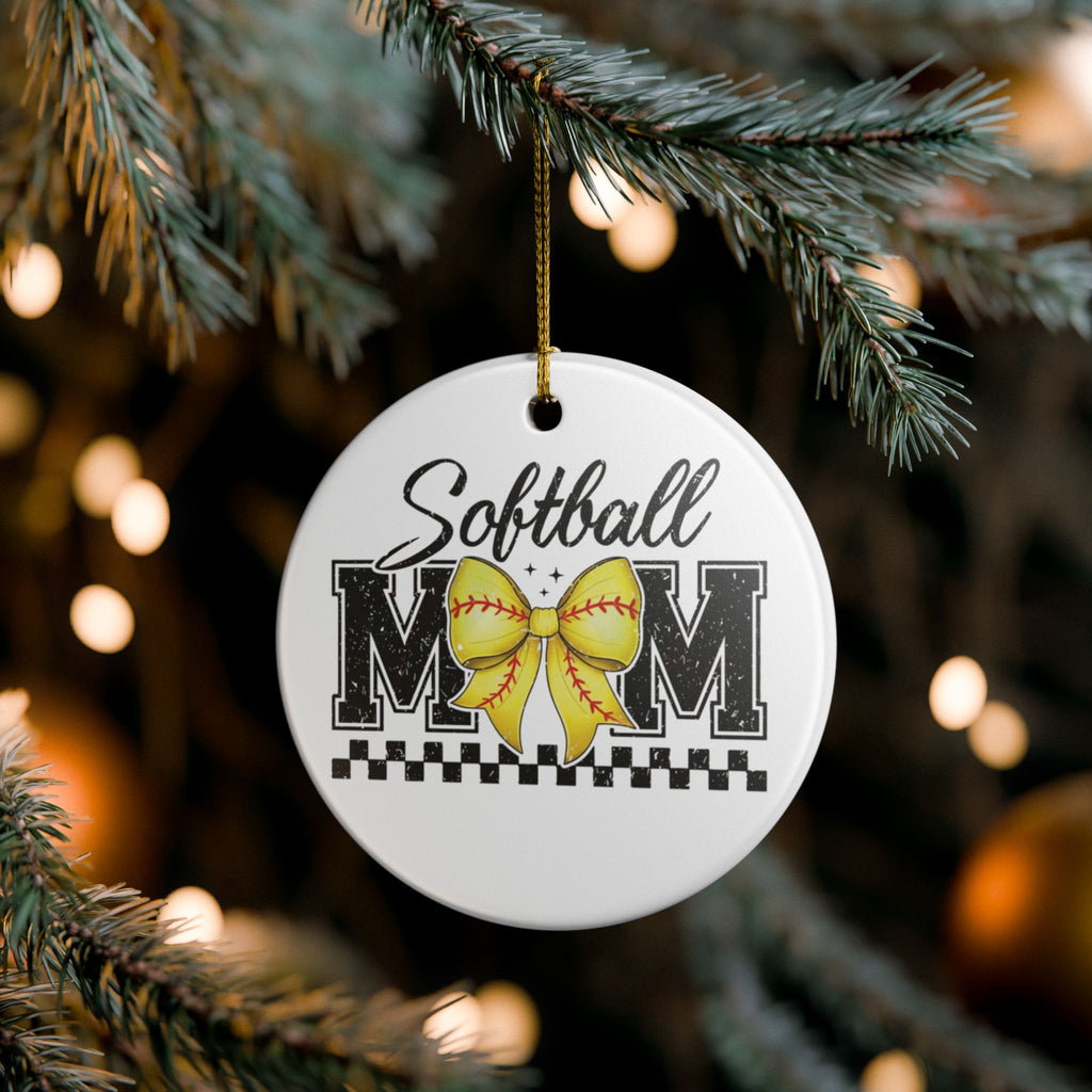 Softball Mom Ceramic Ornament - Christmas Tree Decoration | Gift for Softball Moms