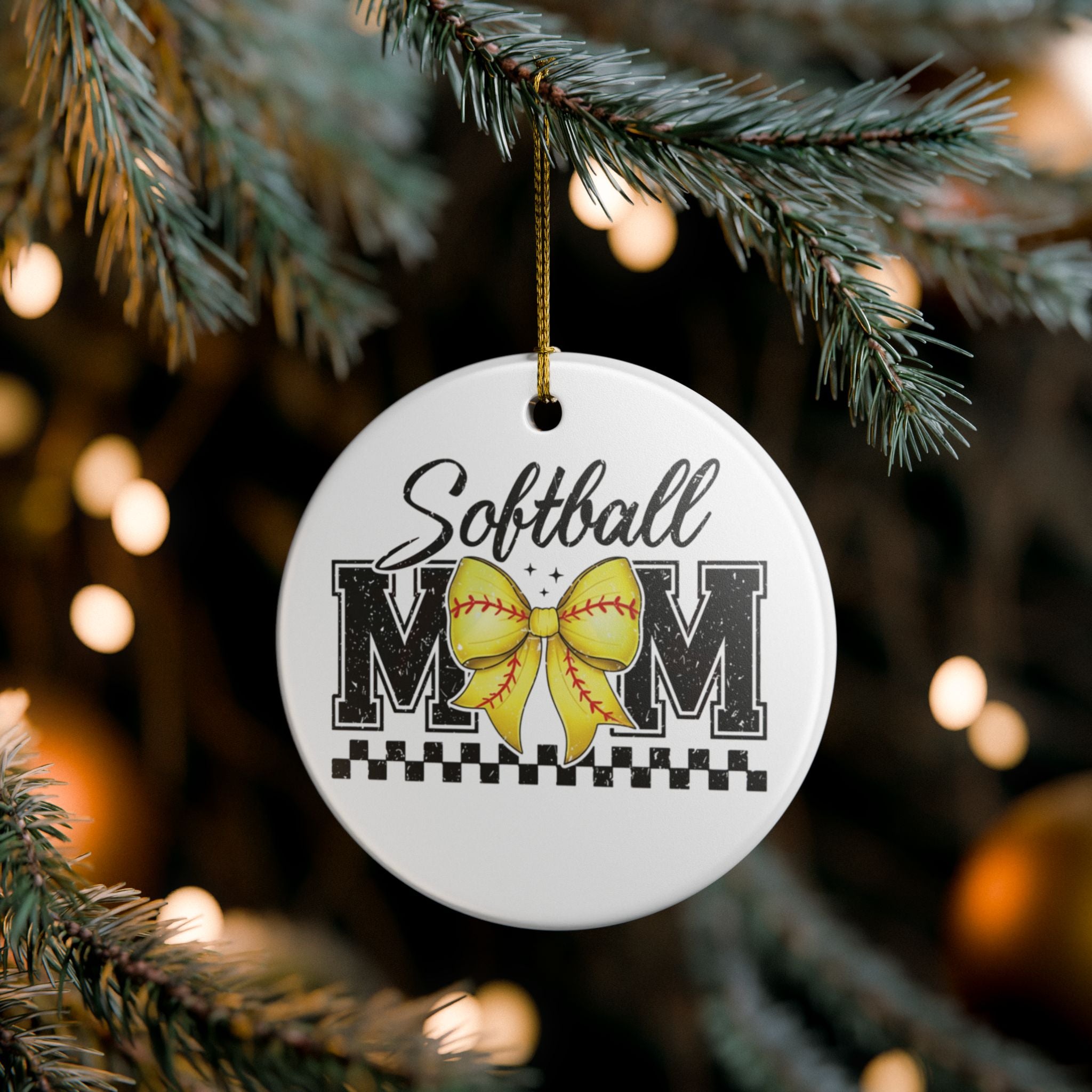 Softball Mom Ceramic Ornament - Christmas Tree Decoration | Gift for Softball Moms