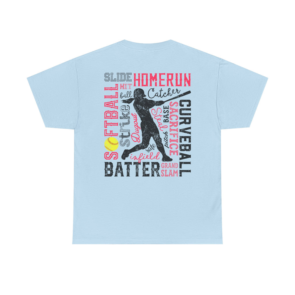 Softball Typography Tee - Word Collage Design | Softball Player Shirt
