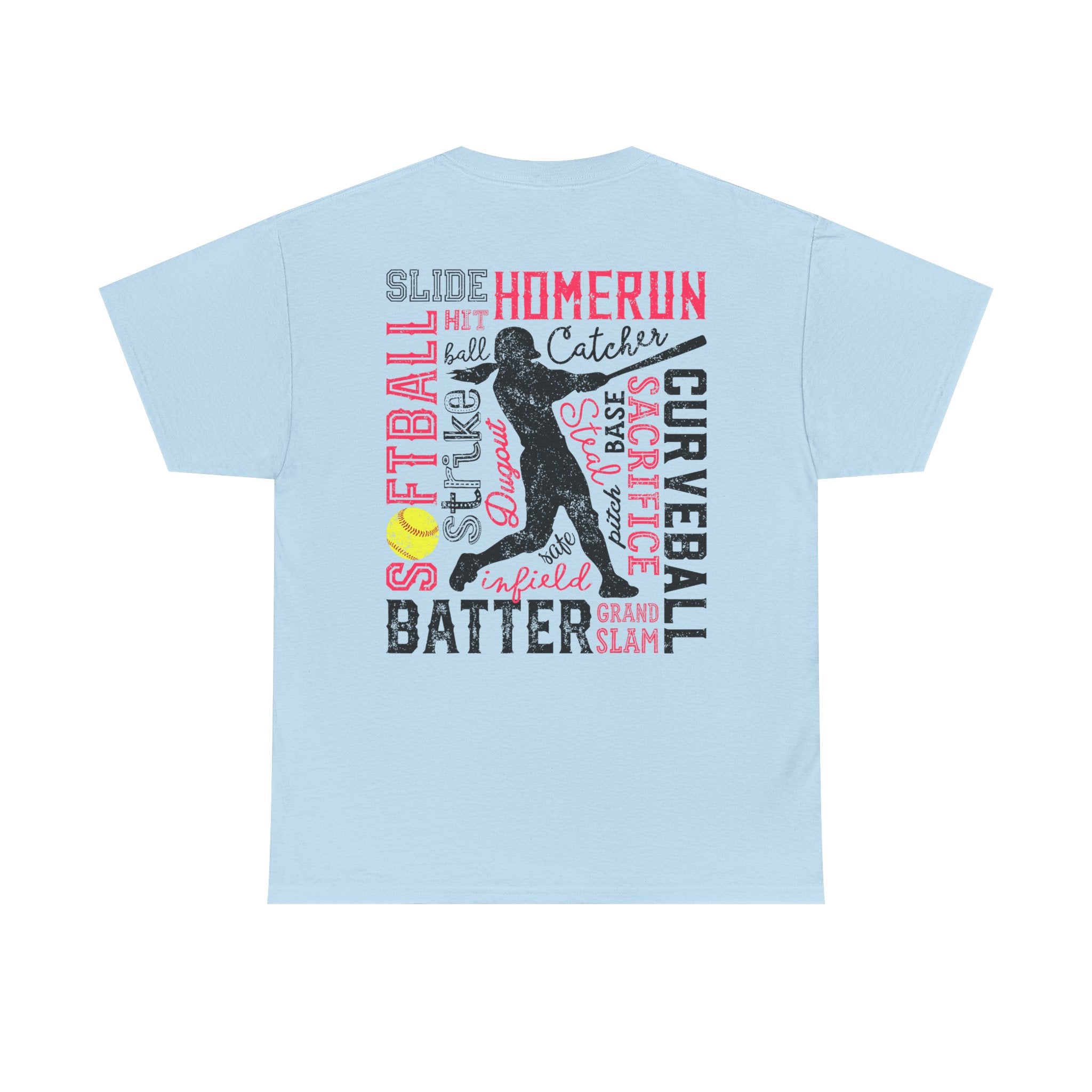 Softball Typography Tee - Word Collage Design | Softball Player Shirt