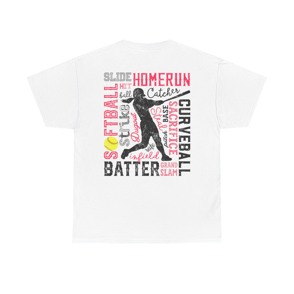 Softball Typography Tee - Word Collage Design | Softball Player Shirt