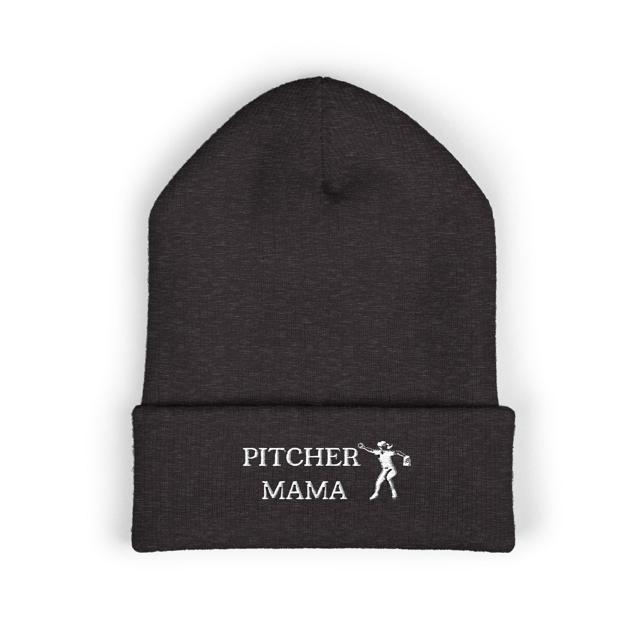 Classic Cuffed Beanie - Embroidered Winter Hat "PITCHER MAMA" | Field of Dreams Sports