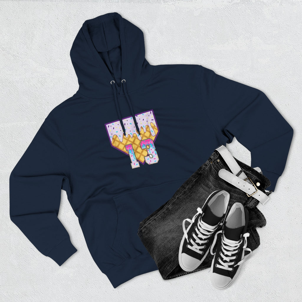 Playful Ice Cream drip numbered Fleece Hoodie - Fun Cozy Gift | Field of Dreams Sports / add your players number