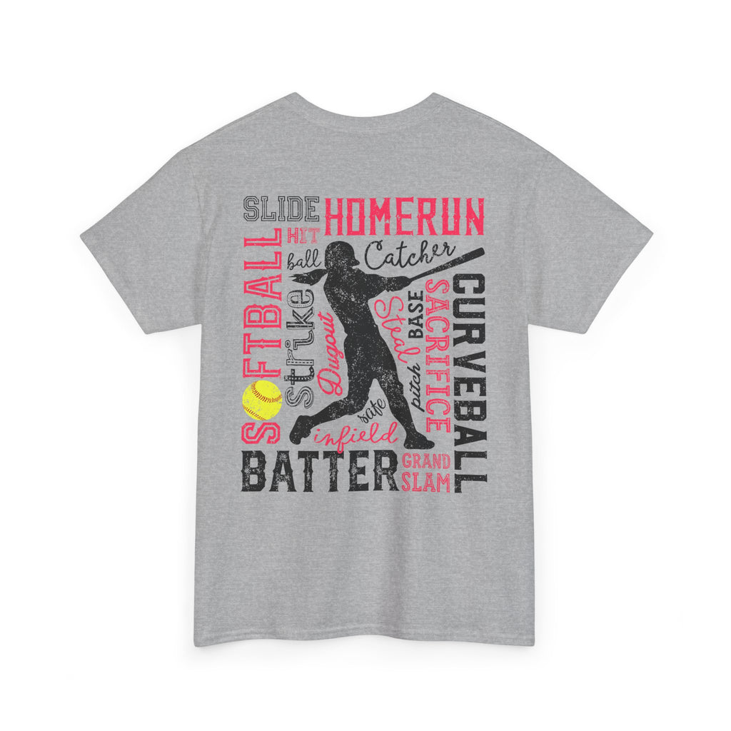 Softball Typography Tee - Word Collage Design | Softball Player Shirt