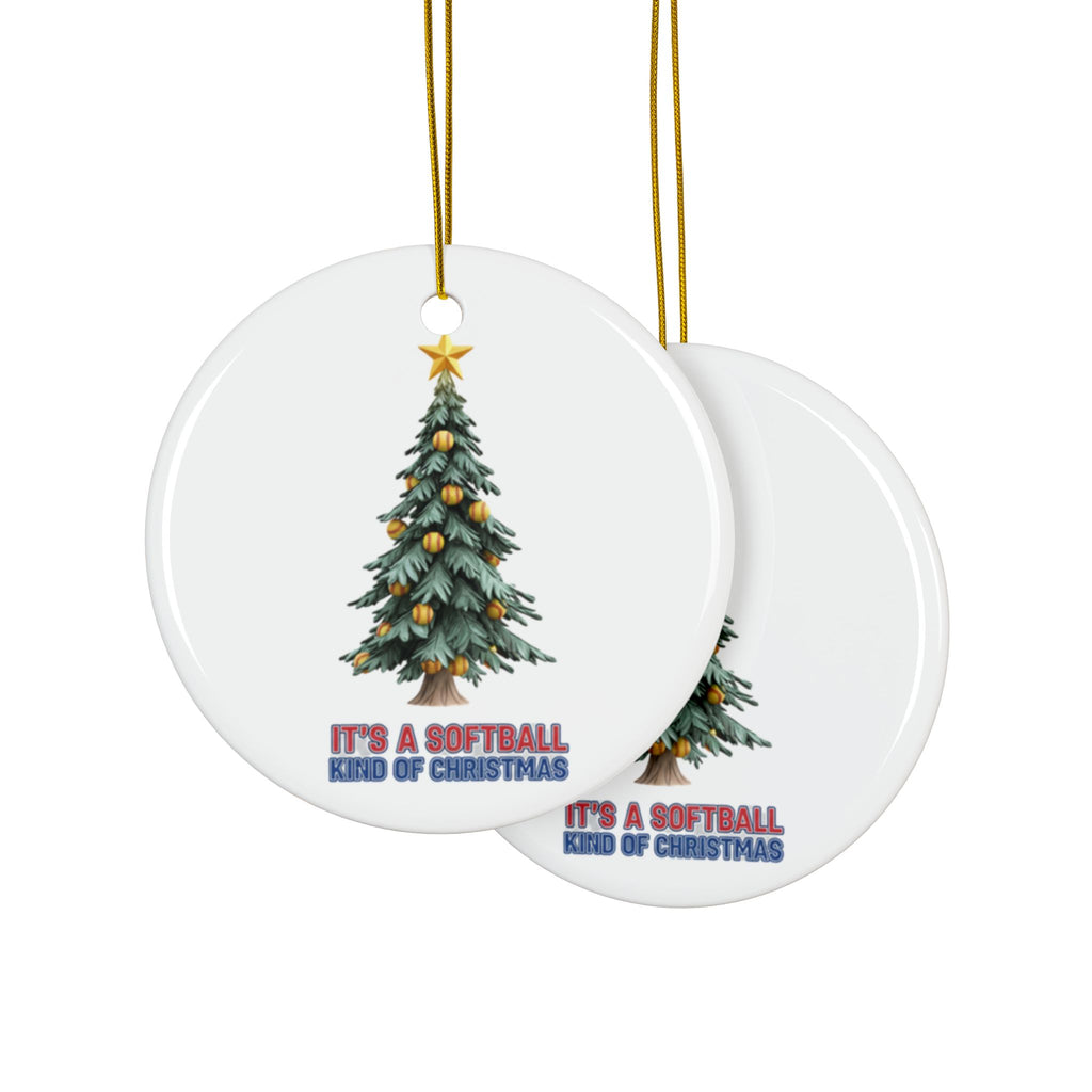 Softball Ceramic Ornament - Holiday Tree Decoration Gift