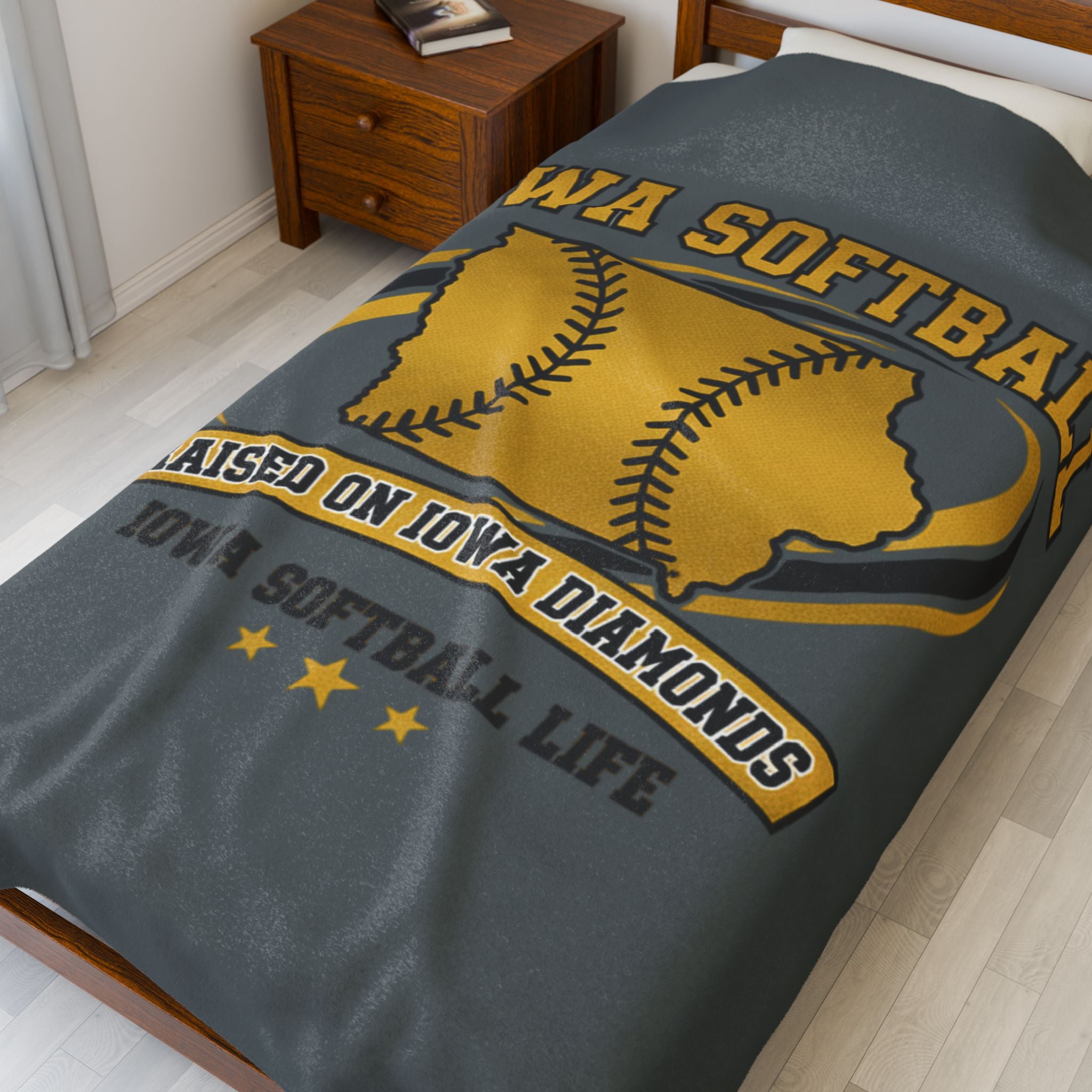 Iowa Softball Blanket - Velveteen Plush Throw | Cozy Iowa Softball Gift